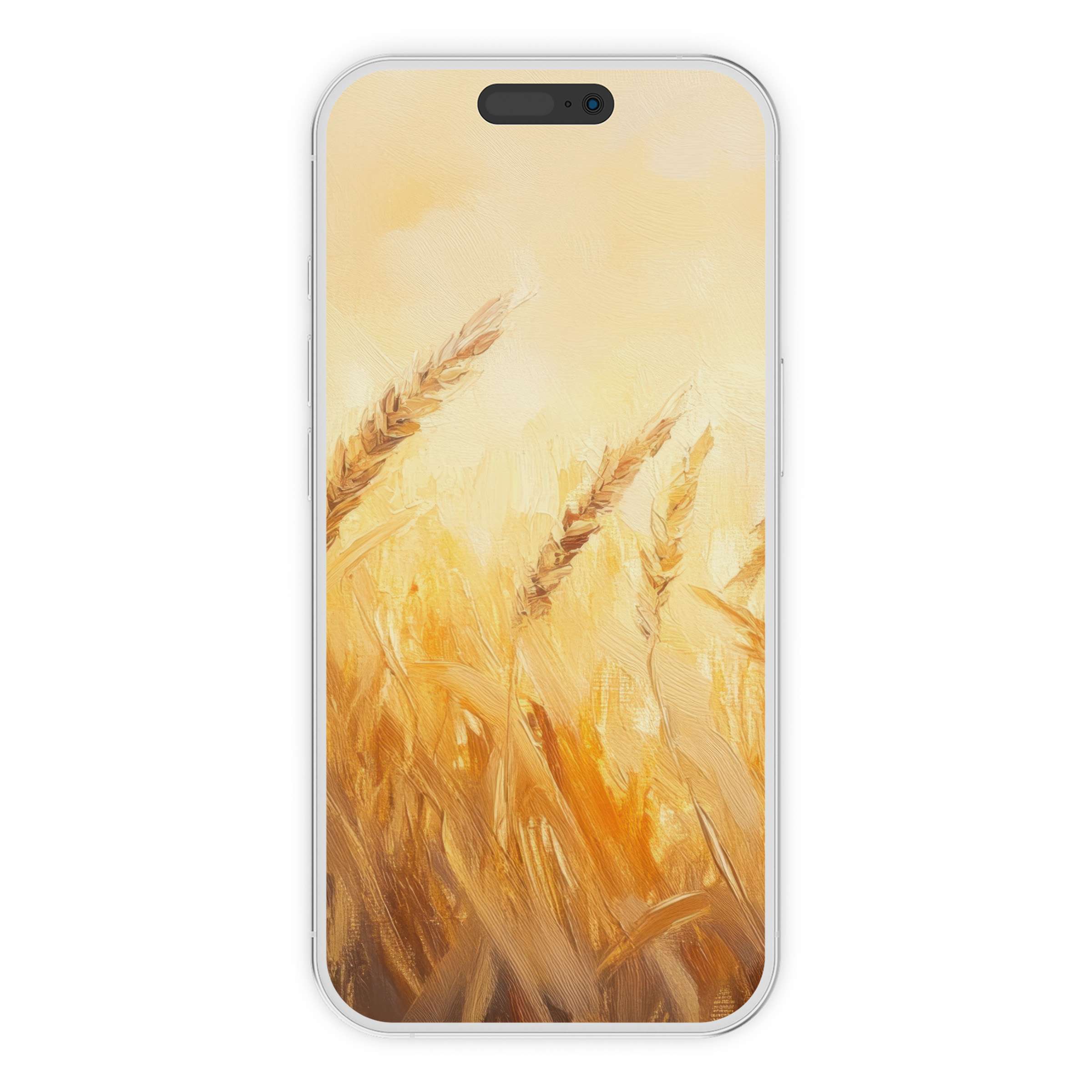 Elegant summer iPhone wallpaper with golden wheat fields creating a serene phone background for digital download and style