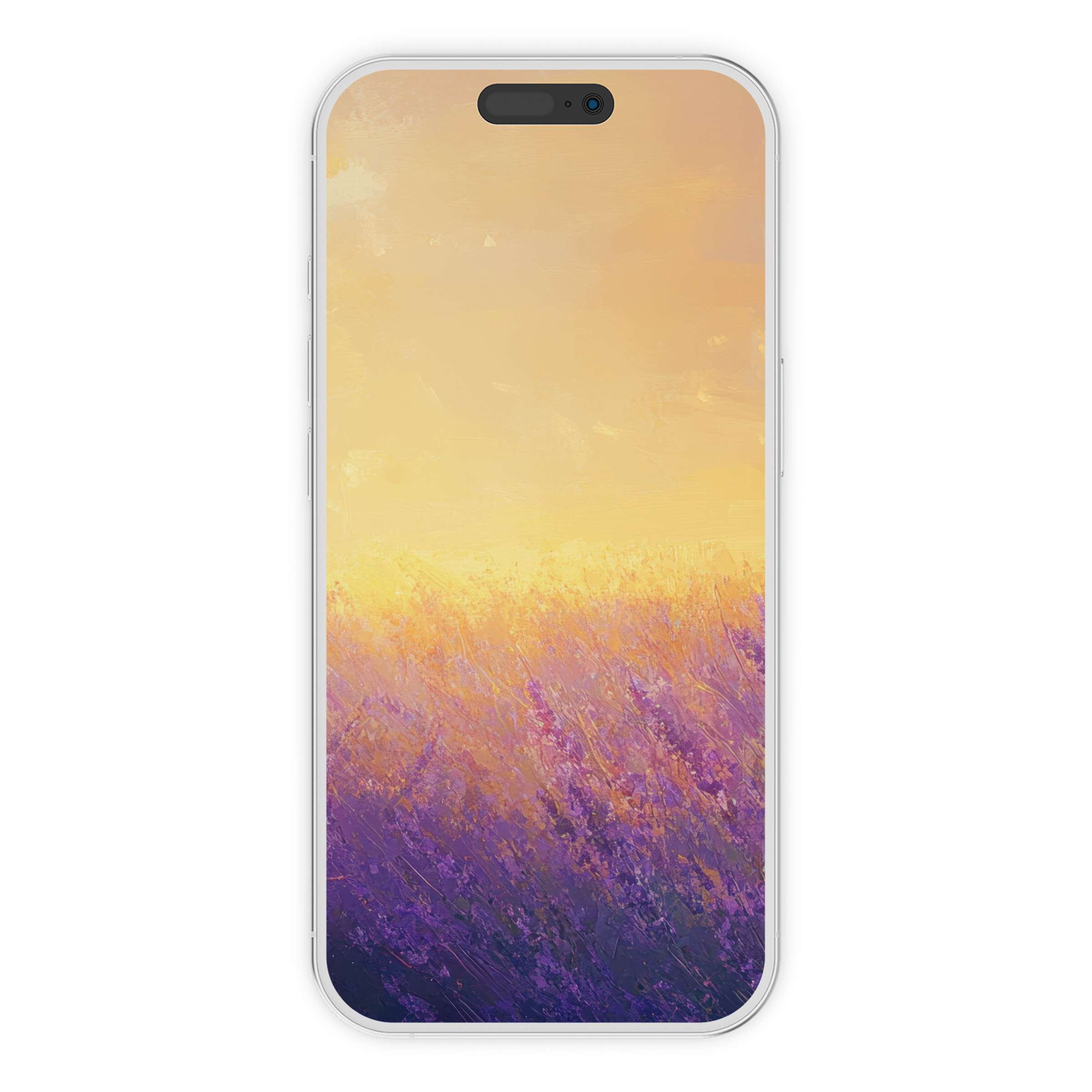 Elegant summer iPhone wallpaper showcasing a tranquil purple and gold digital download background ideal for phone aesthetics and calm