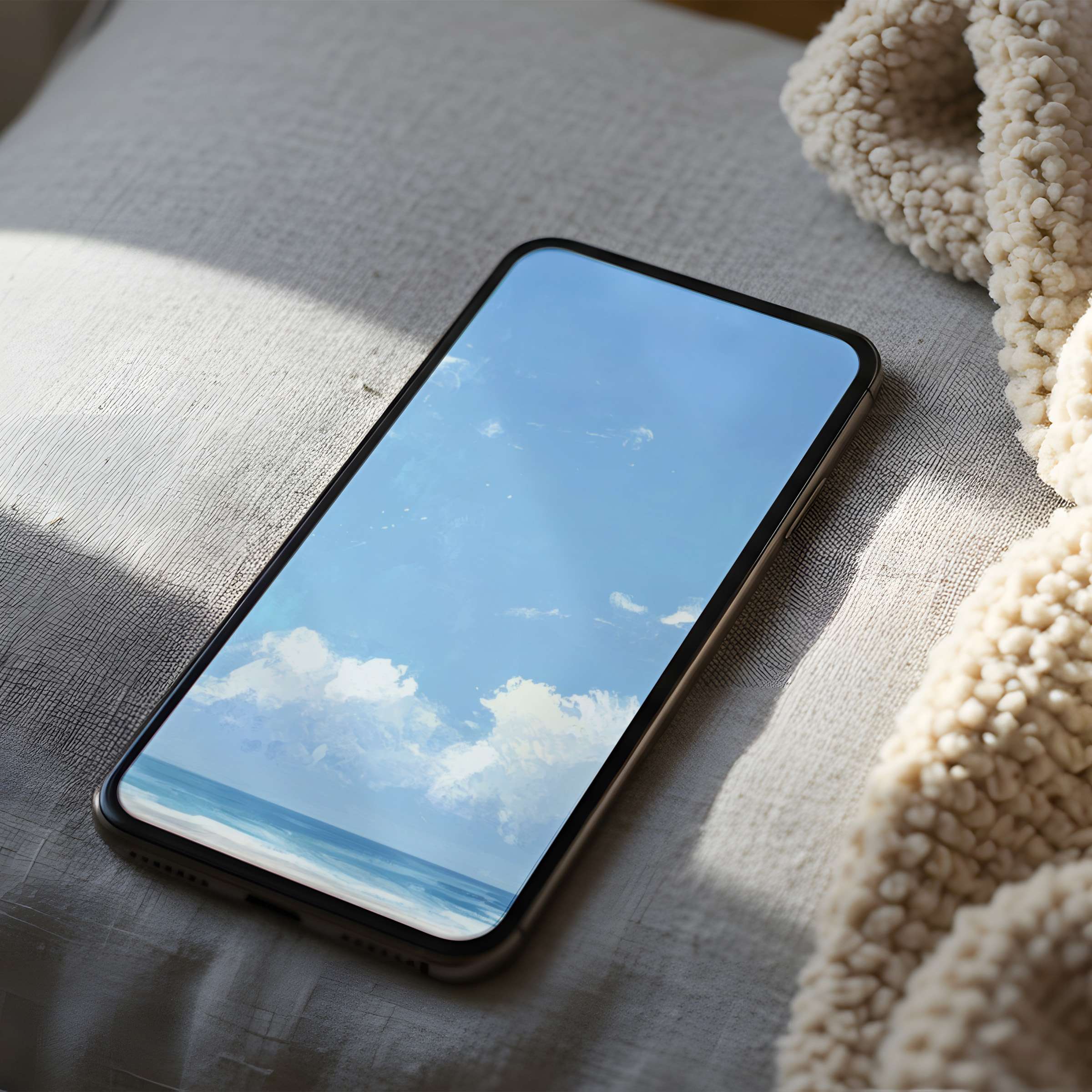 Elegant phone wallpaper featuring serene ocean waves and a clear sky in high resolution, perfect for iPhone and Android download