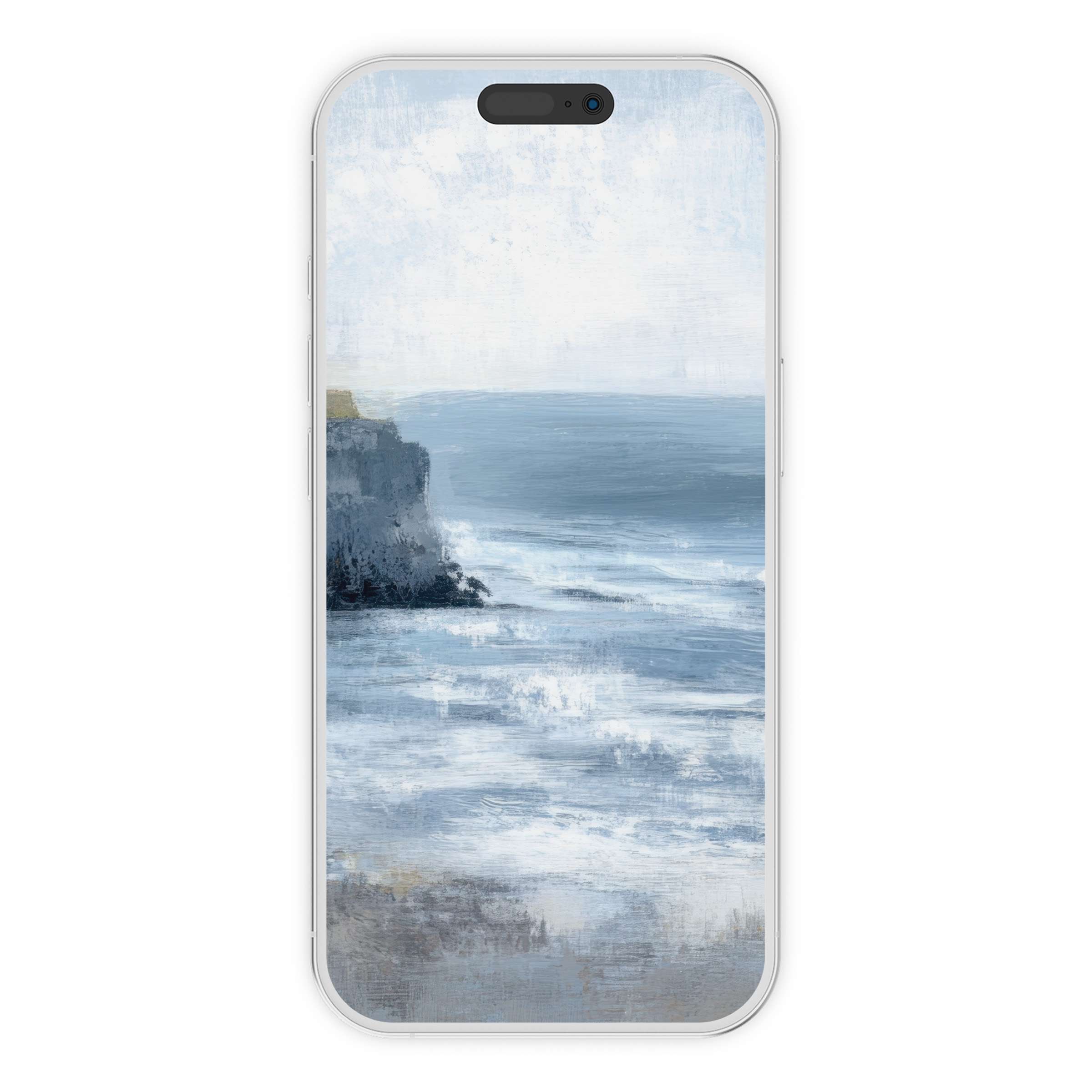 Elegant summer iPhone wallpaper showcasing a serene ocean scene with soothing blue tones for a calming phone background digital download