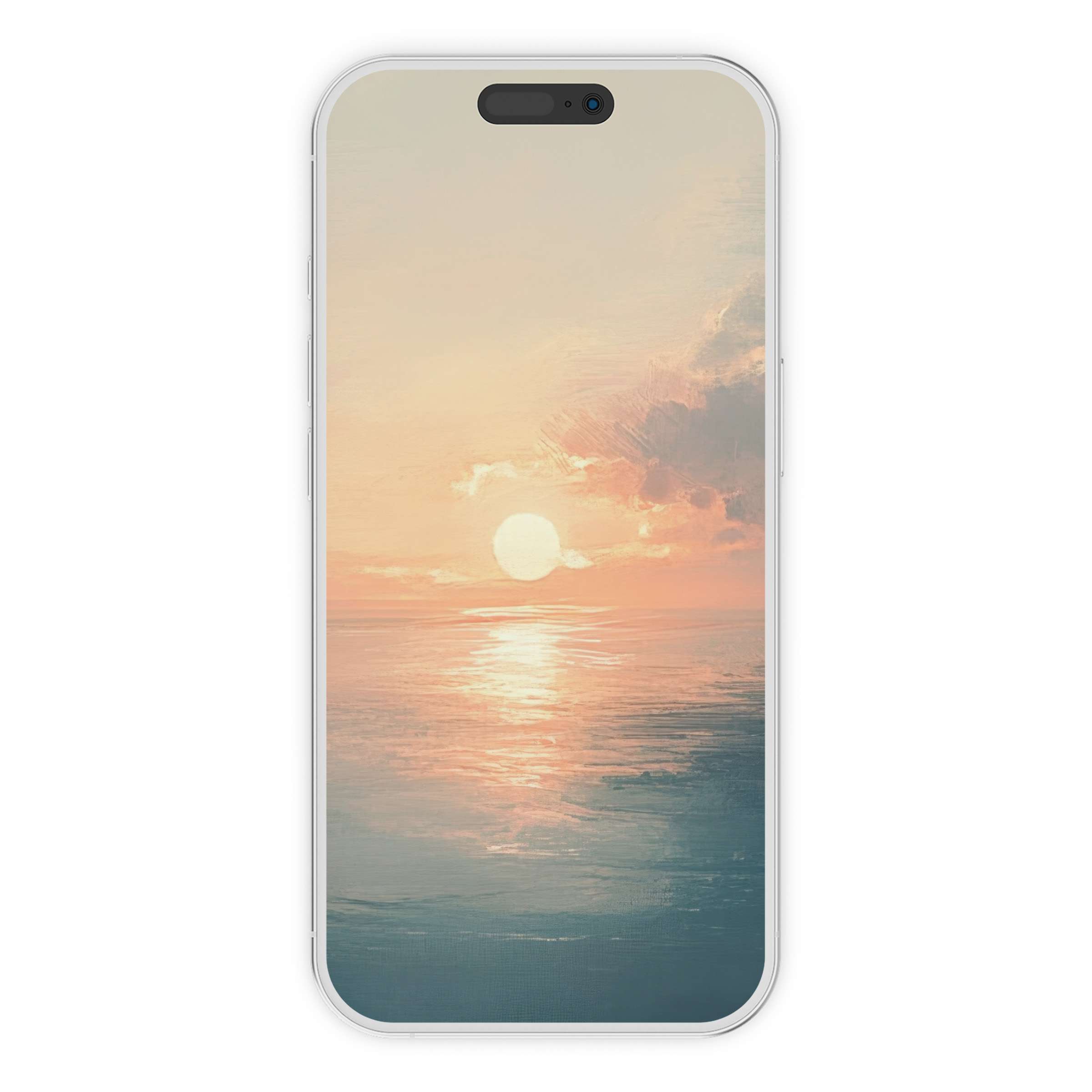 Serene summer iPhone wallpaper with a pastel sunset over the ocean phone background perfect for digital download calm vibes