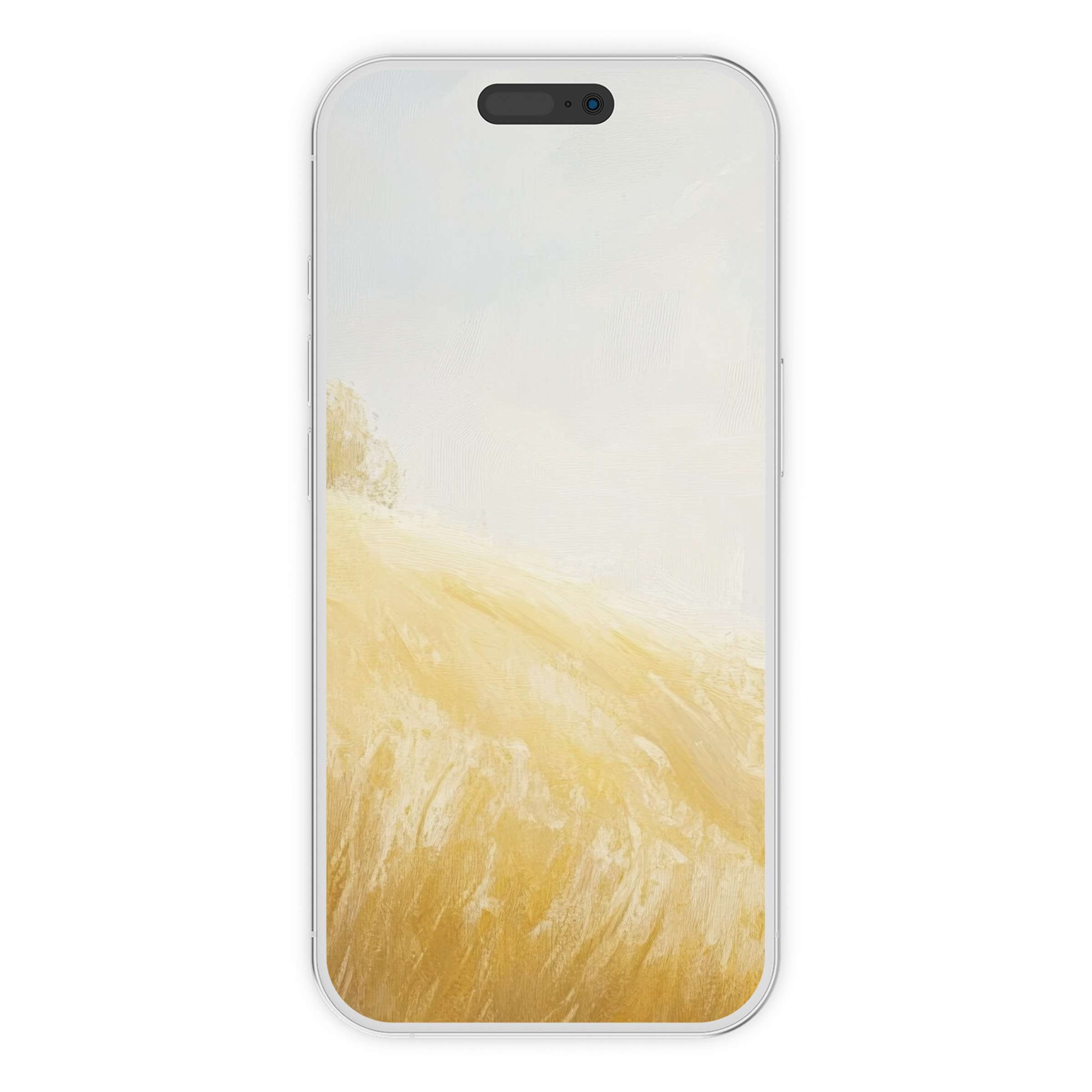 Elegant summer iPhone wallpaper showcasing soft golden fields under a pastel sky, perfect phone background digital download for serenity