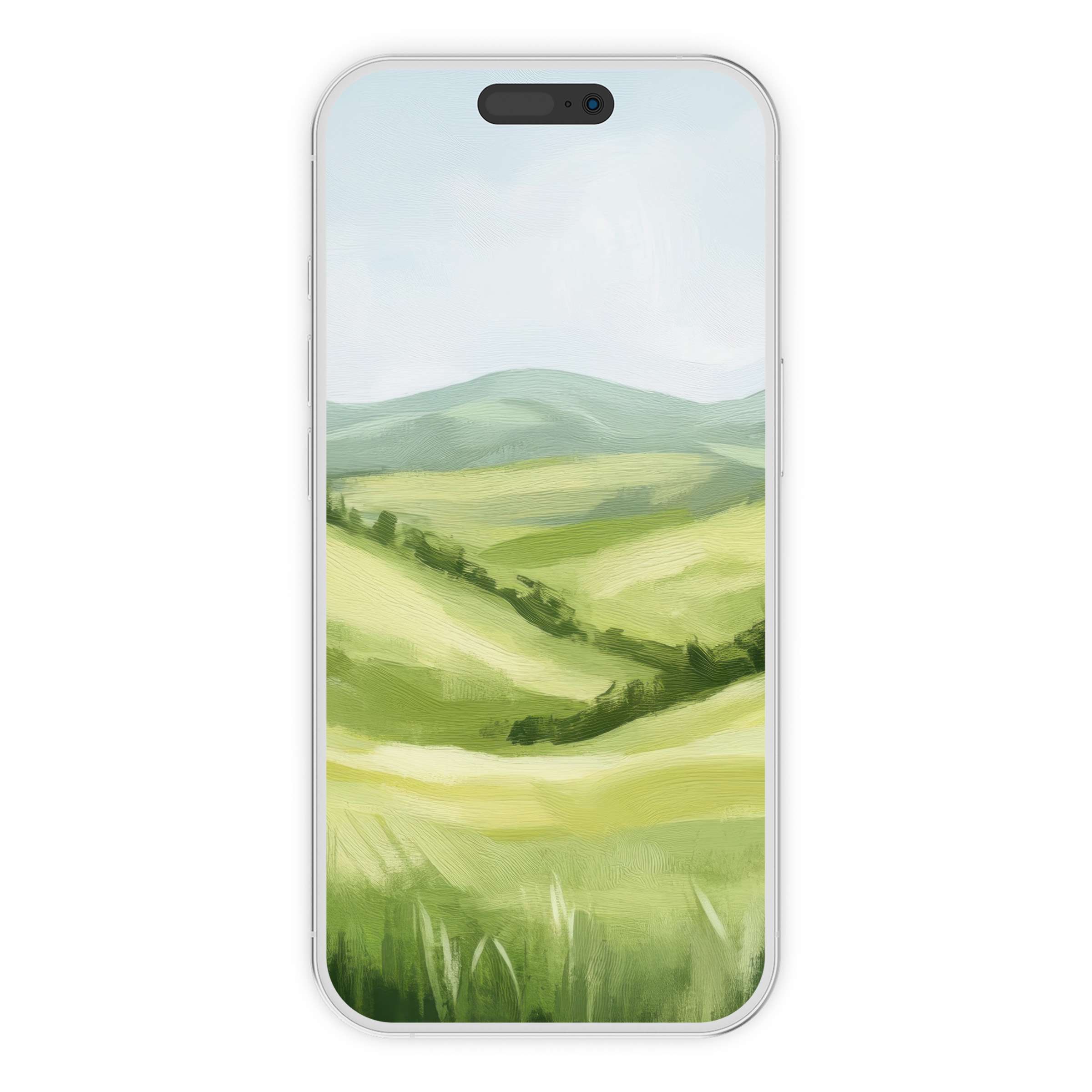 Summer iPhone wallpaper featuring serene green hills for an elegant phone background offers a calming digital download suitable for Android