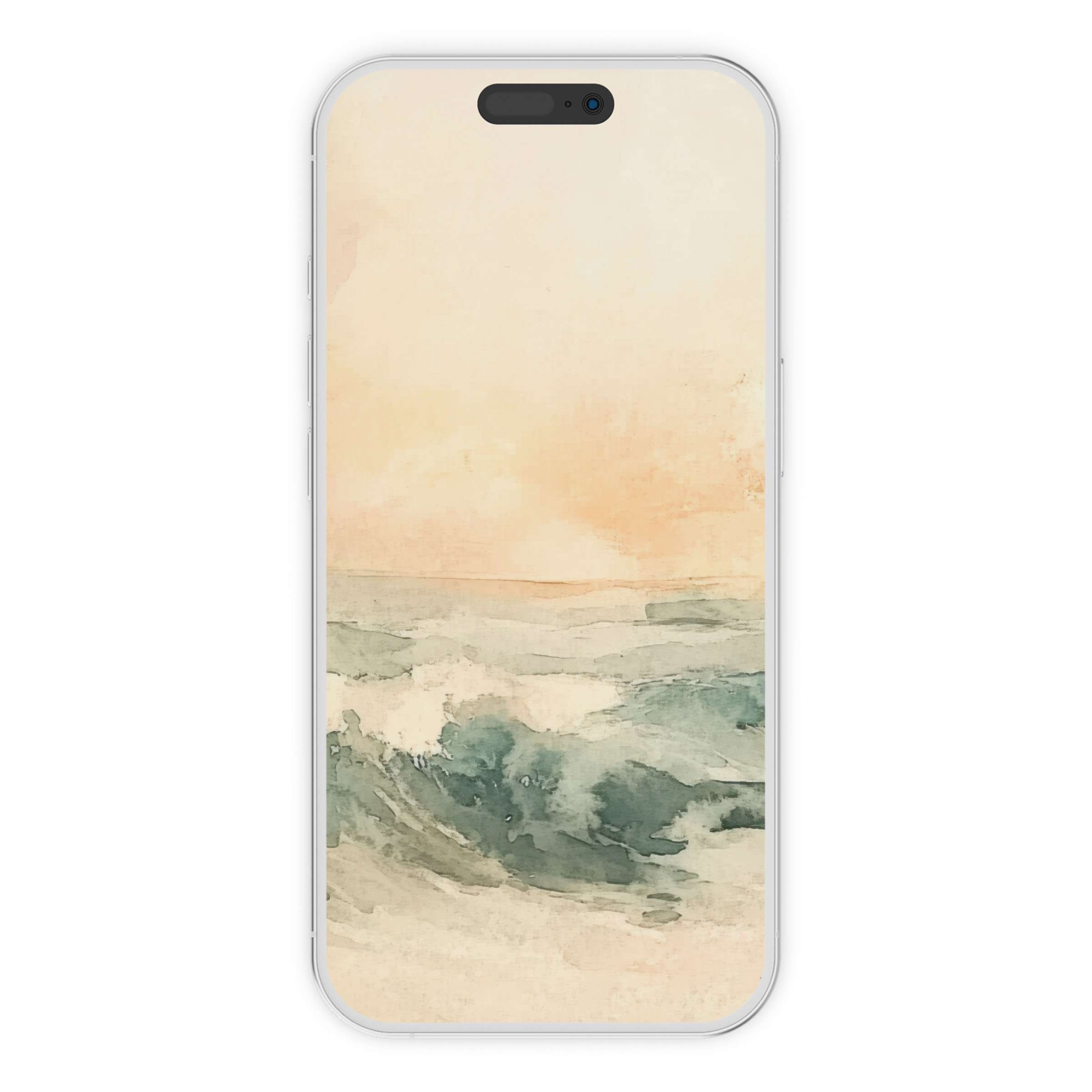 Serene watercolor waves on this summer iPhone wallpaper create a calming background, perfect for phone aesthetics and digital download