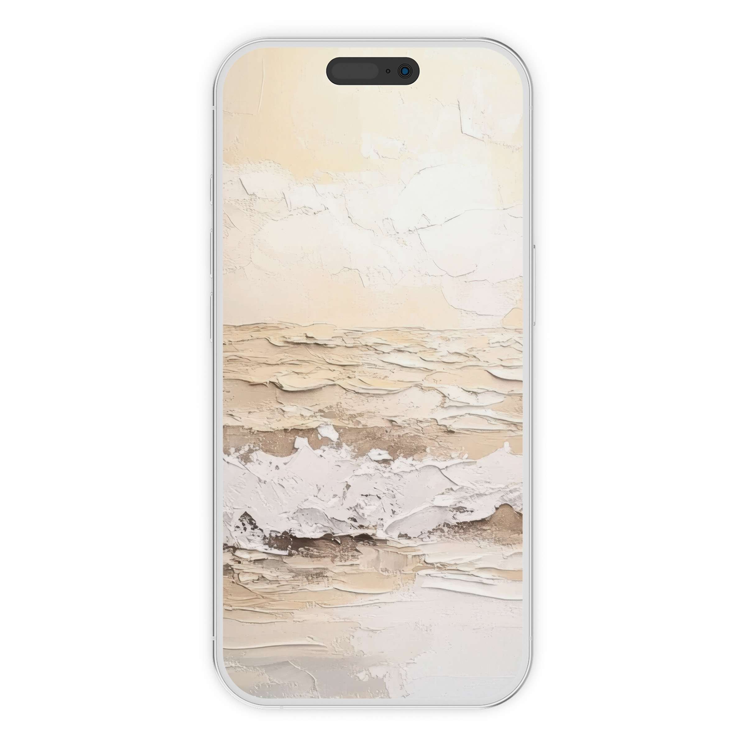 Elegant summer iPhone wallpaper featuring a calming, textured beach background in earthy tones for serene phone aesthetics digital download