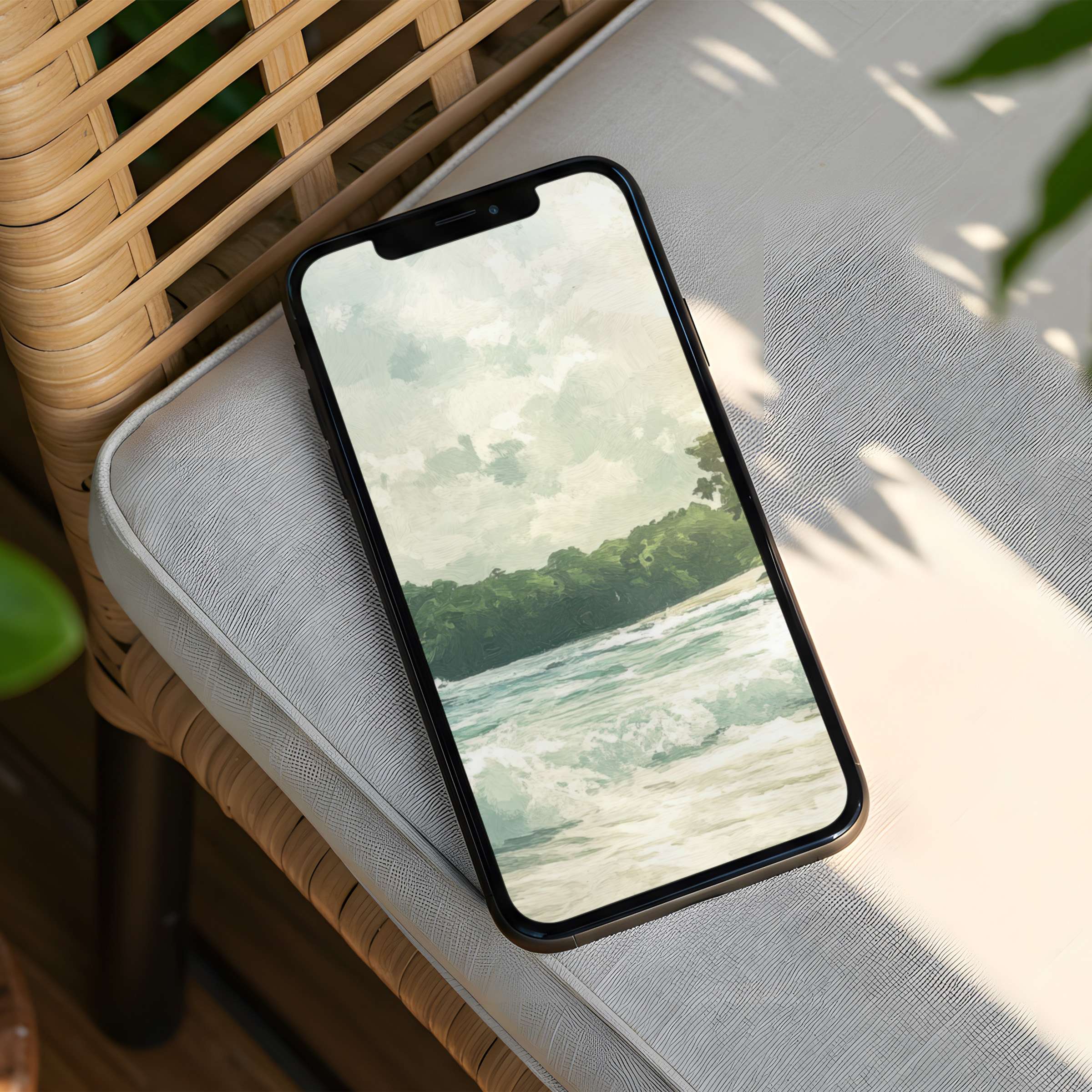 Elegant iPhone background featuring tranquil seascape with calming hues available for instant download perfect for any phone screen