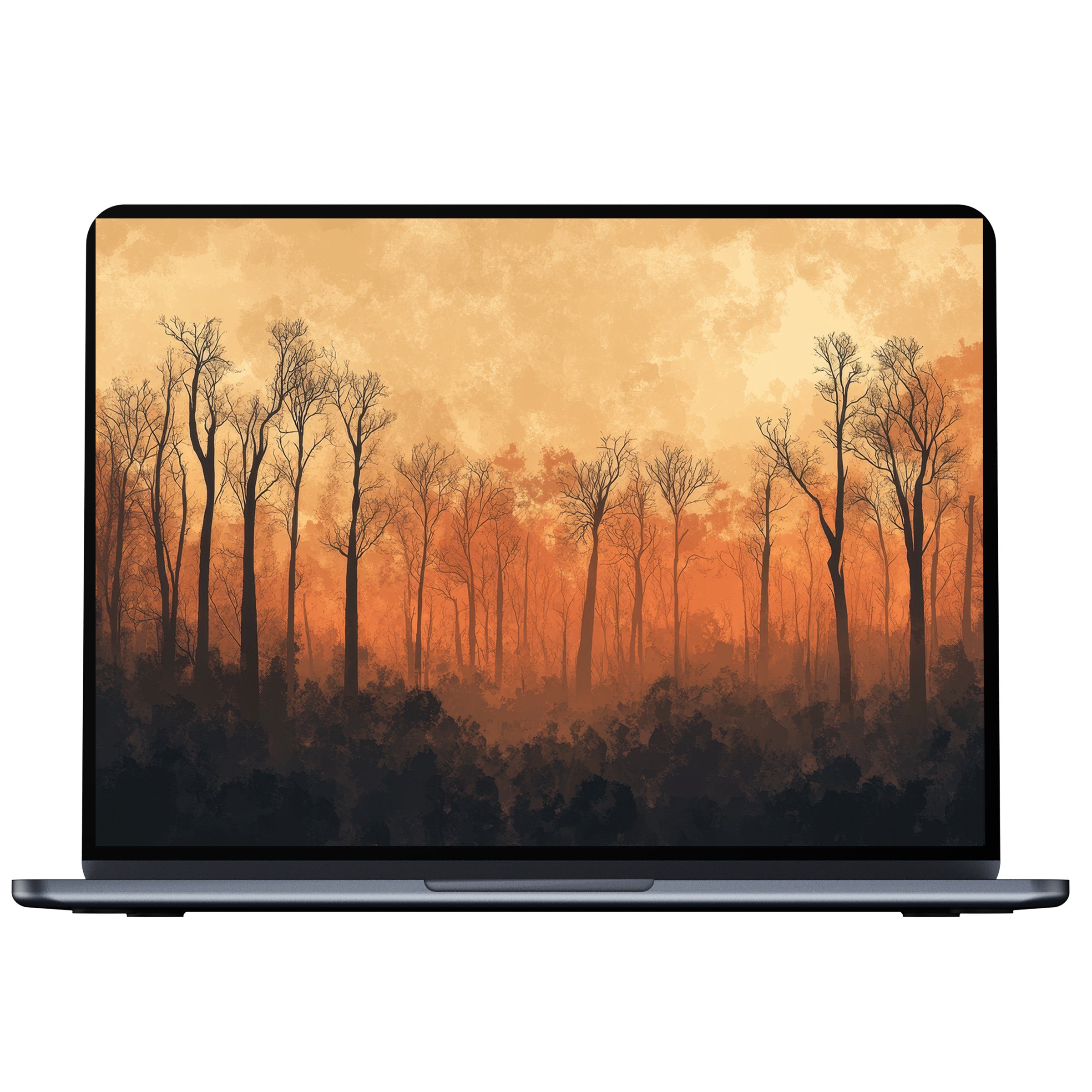 Elegant tree desktop wallpaper with a warm, calming orange hue for digital download; inspires mindfulness, fits PC and laptop
