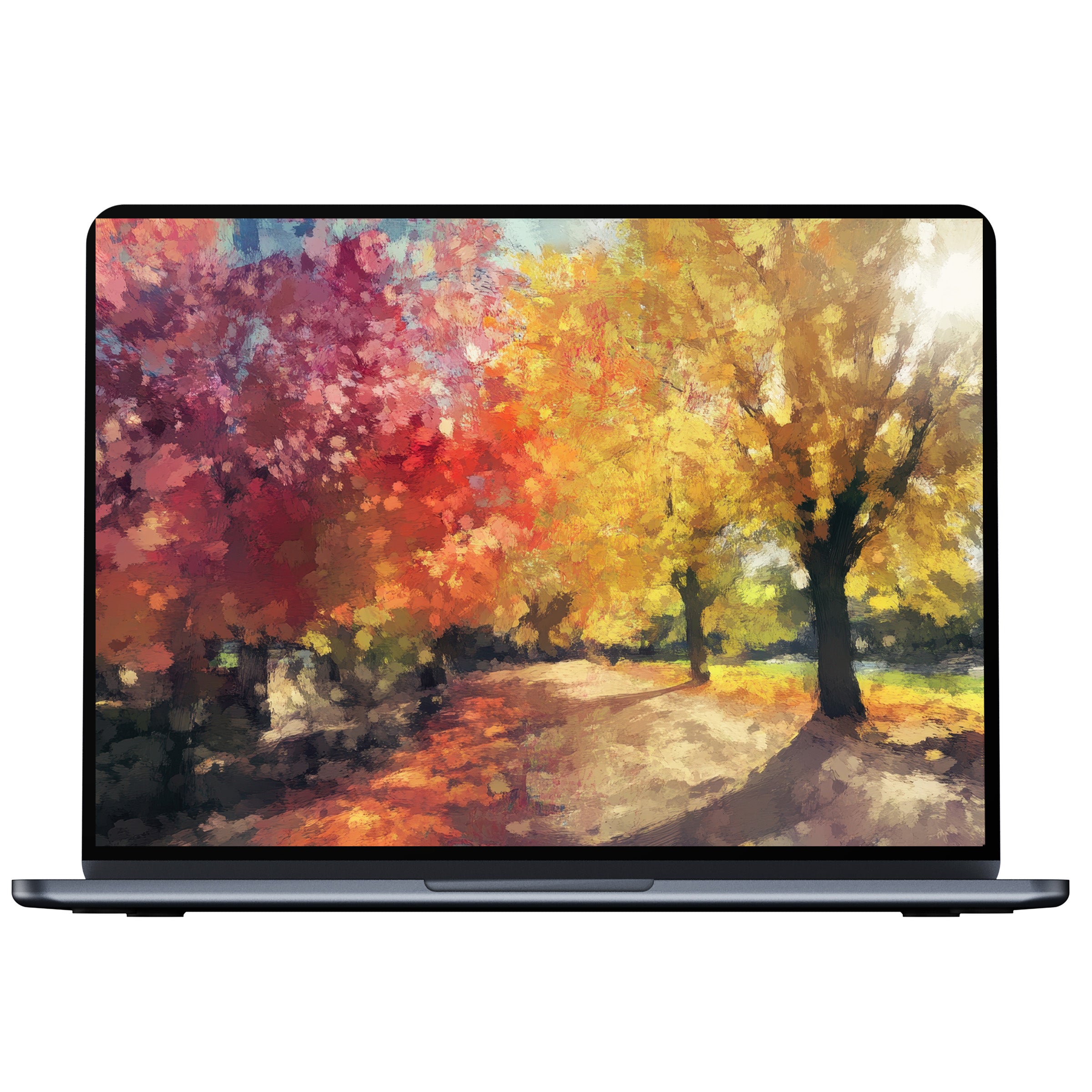 Vibrant autumn landscape tree desktop wallpaper for PC or laptop digital download inspires elegance and mindfulness with colorful artistry