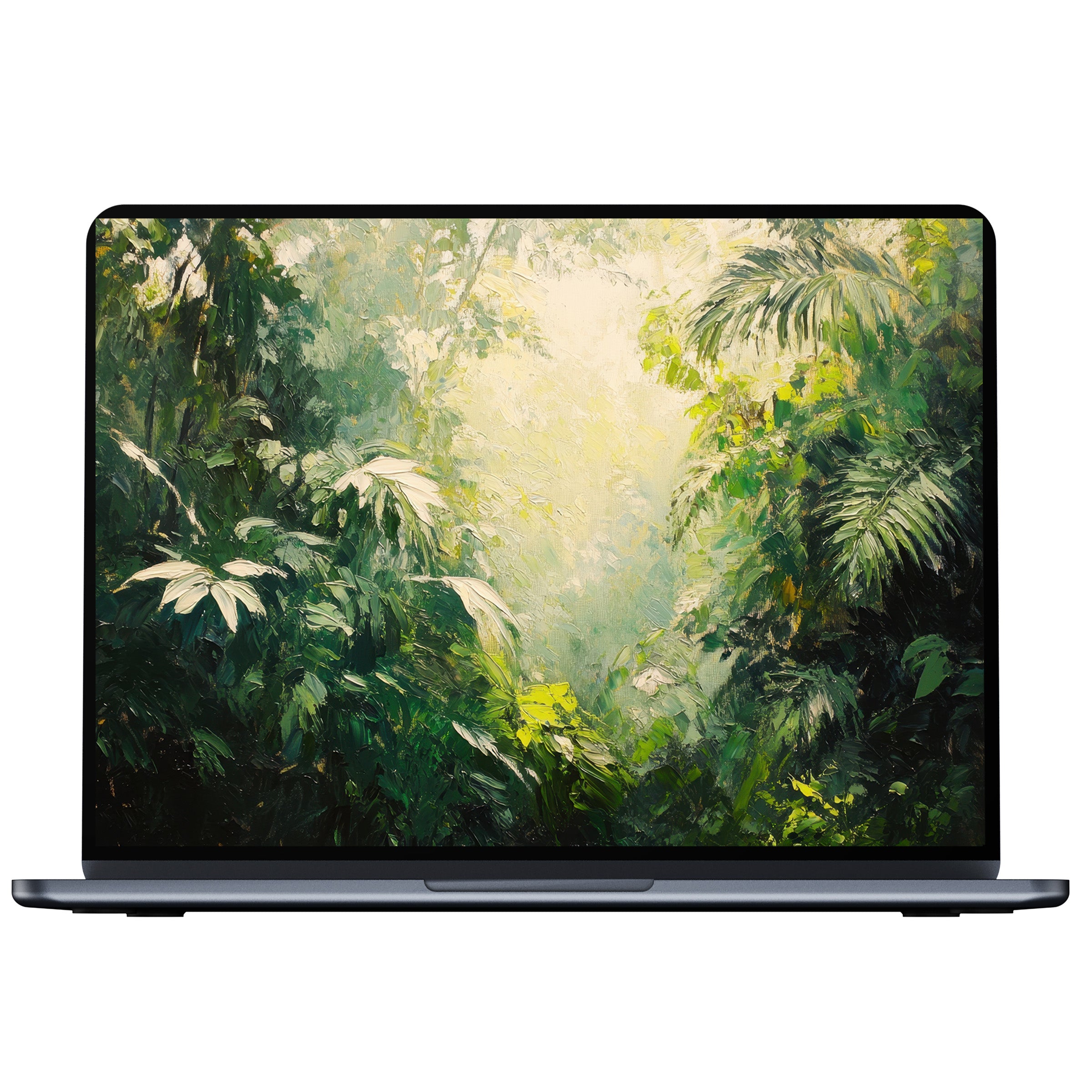 Lush green jungle-inspired tree desktop wallpaper digital download adds calm, elegant design to any PC or laptop screen