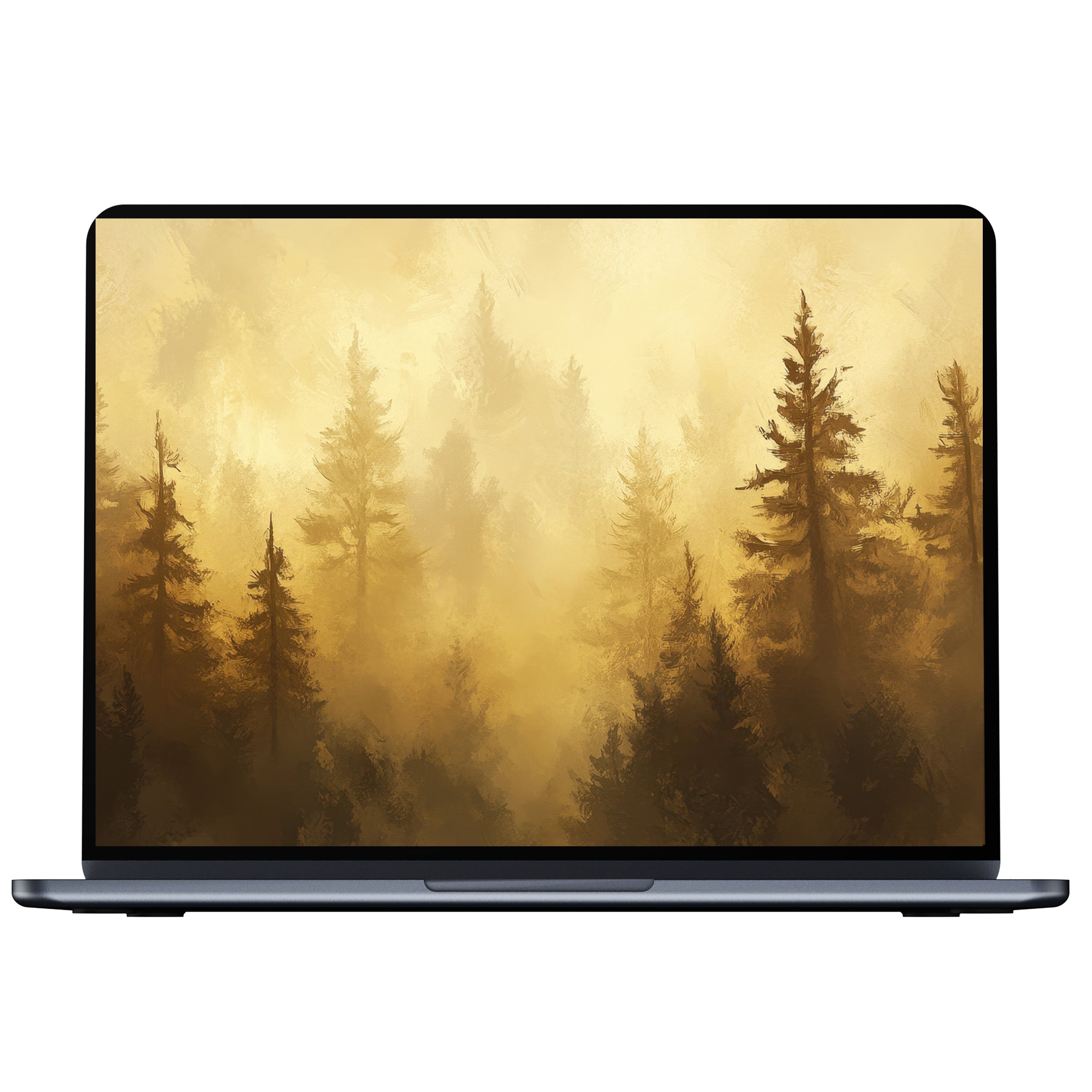 Golden-hued tree desktop wallpaper digital download enhances PC or laptop with calm elegance and inspirational serenity