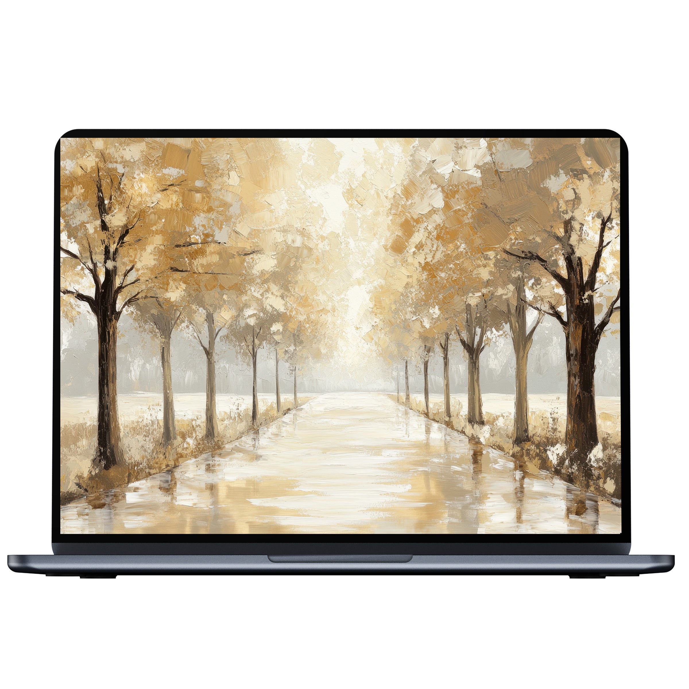Serene tree desktop wallpaper digital download in warm golden hues for PC and laptop offers elegant, calming inspiration and beauty