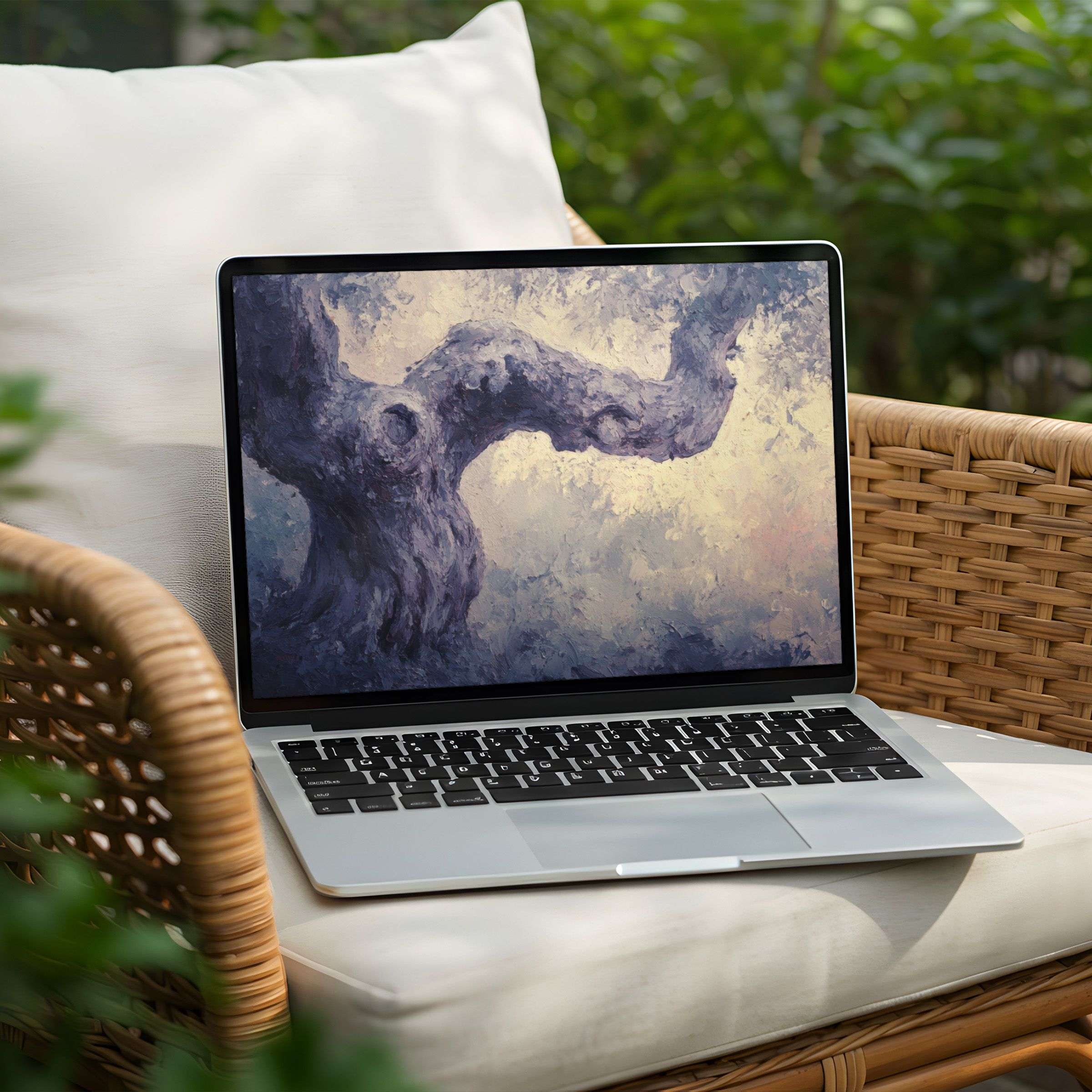 Elegant tree painting for desktop background on a PC and Laptop, instant download for calm, inspired, mindful spaces