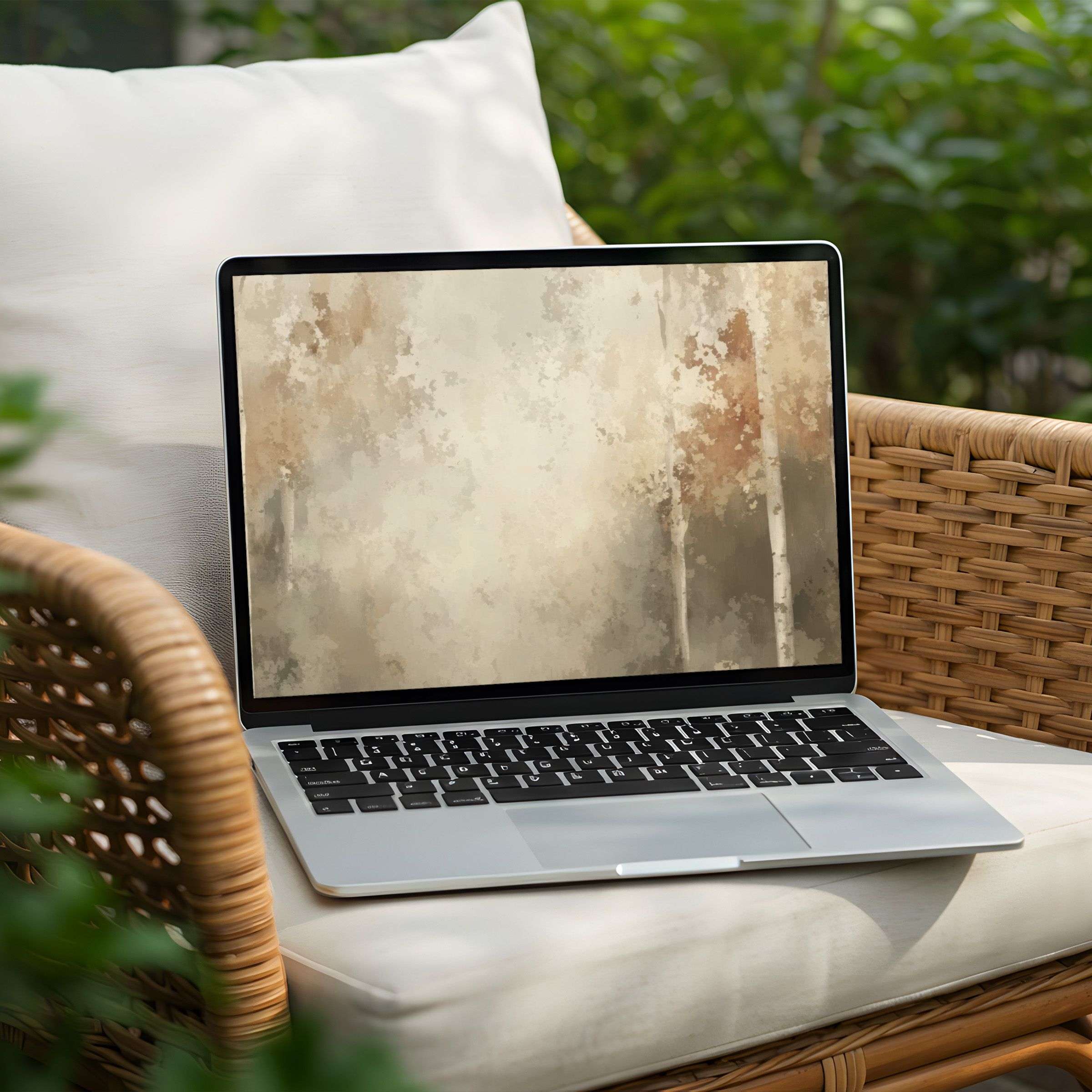 Elegant abstract desktop background on a laptop for instant download creating a calming ambiance for mindful PC users