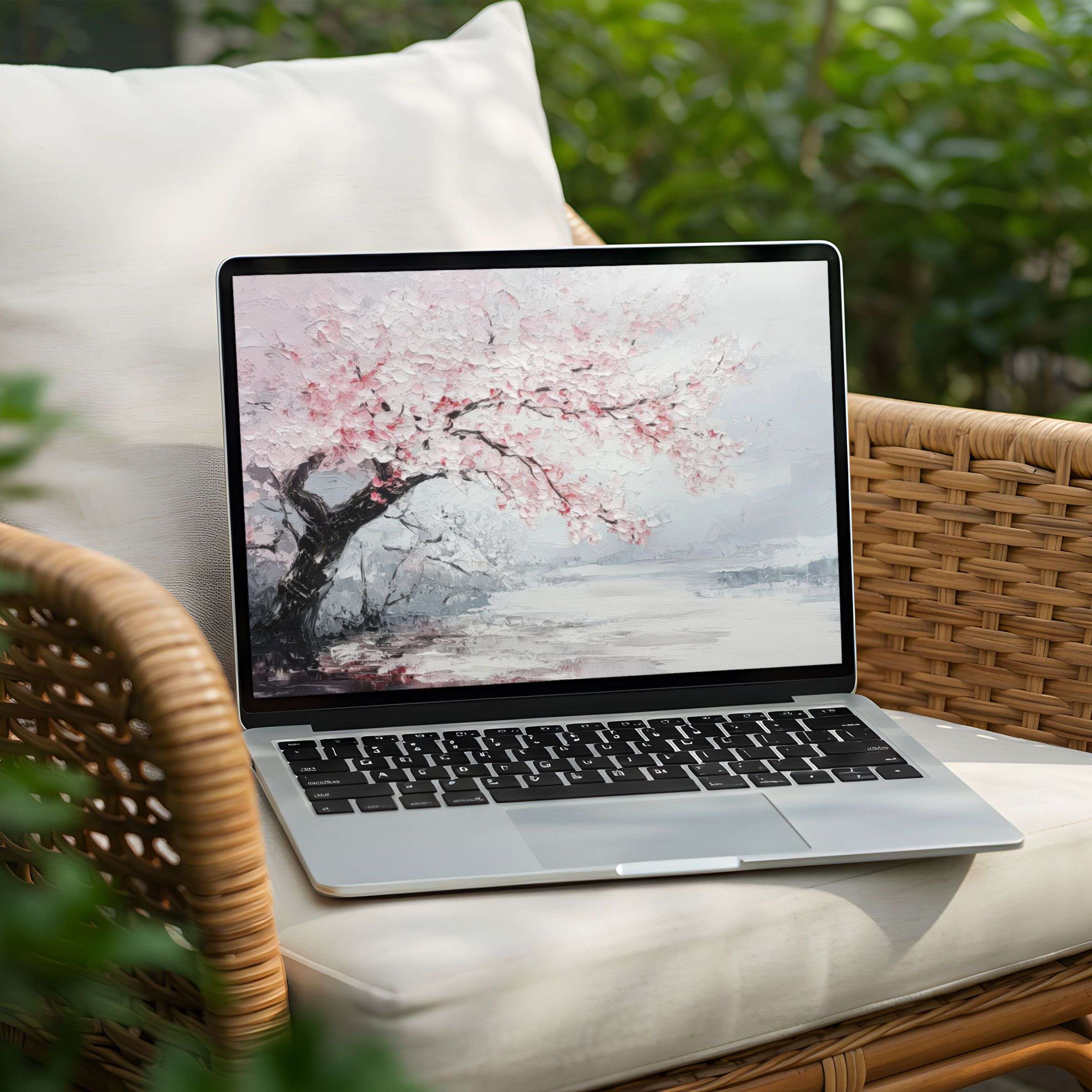 Elevate your PC or laptop with this elegant cherry blossom desktop background, offering instant download for serene inspiration