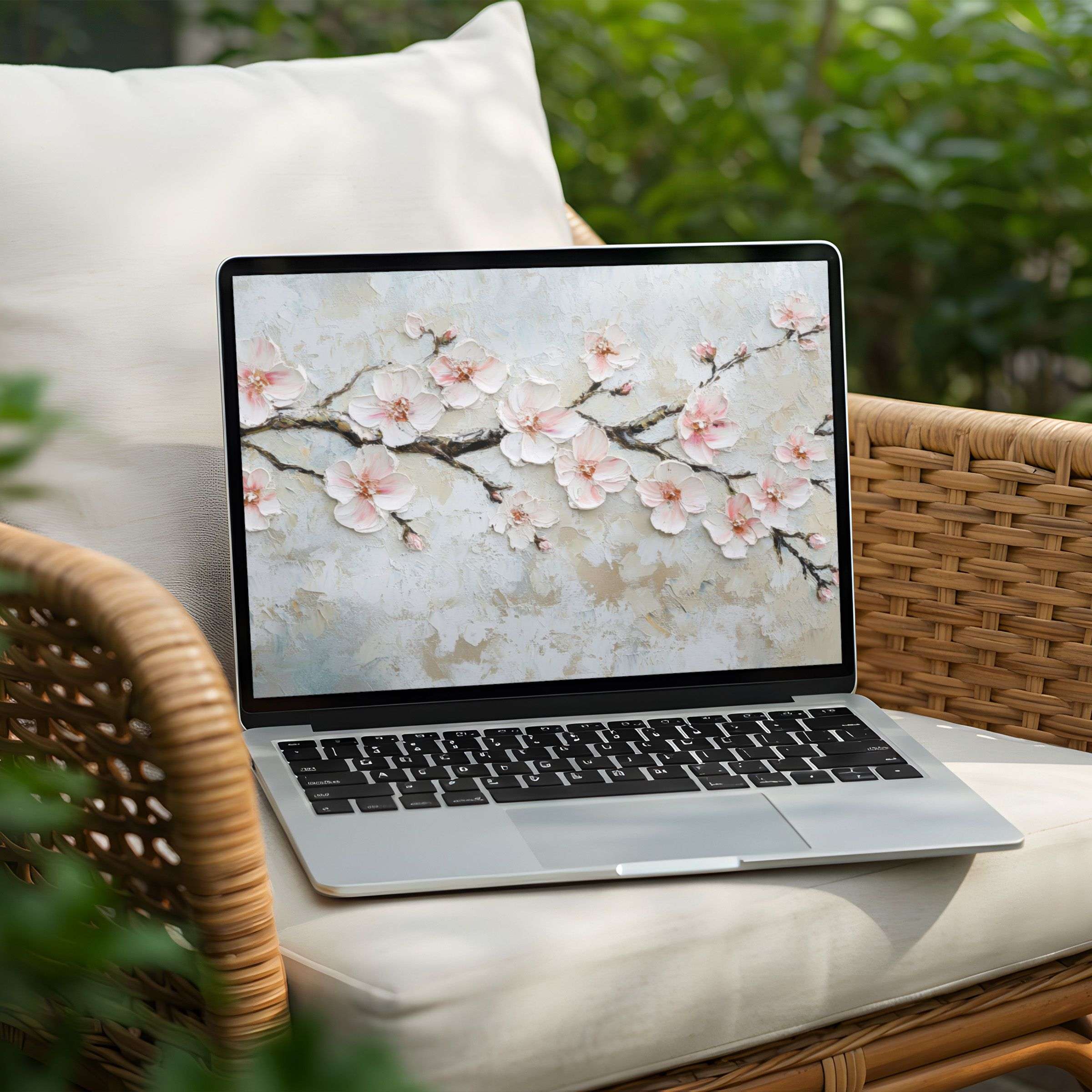 Elegant cherry blossom desktop background for PC and Laptop instant download inspires calm and mindfulness in every setting