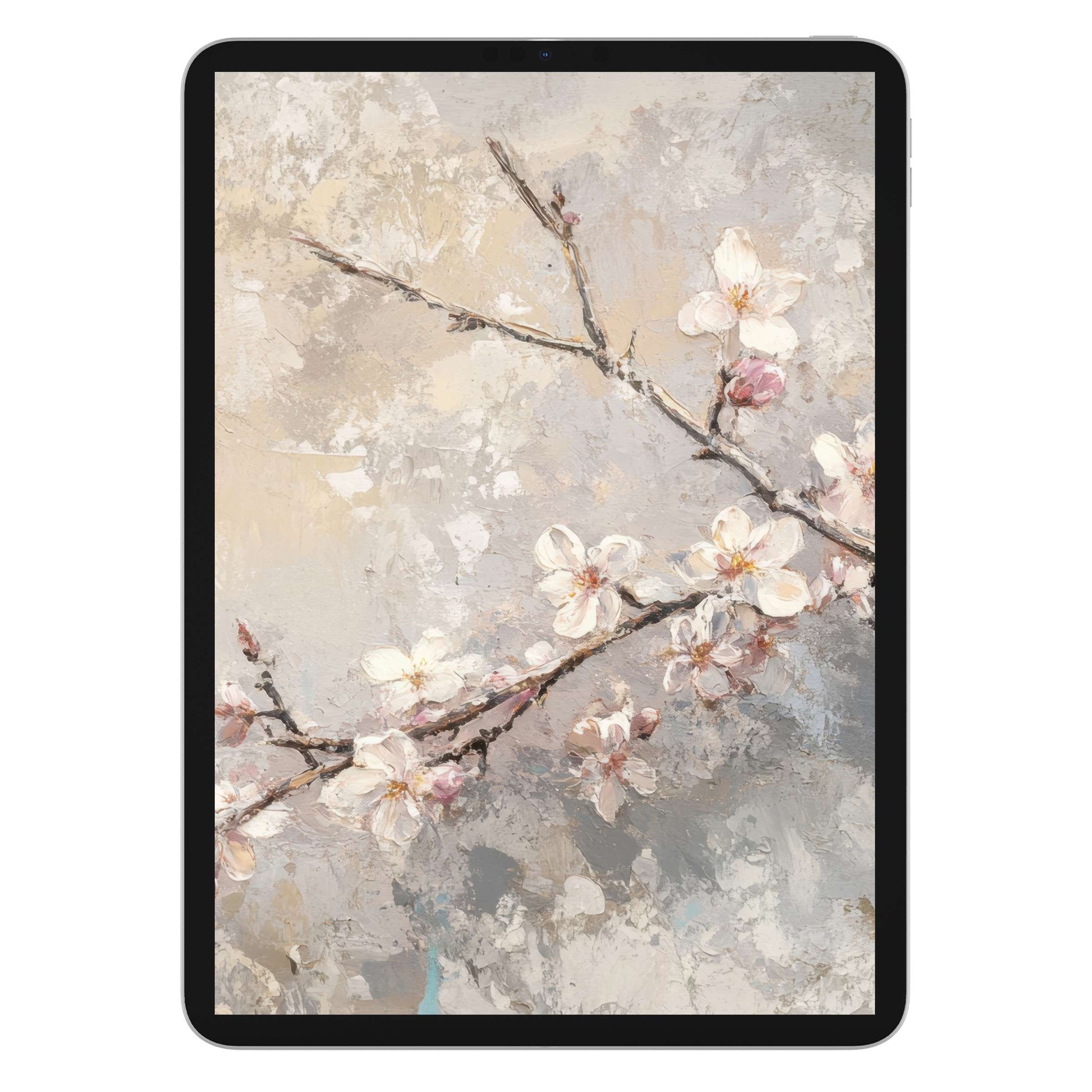 Elegant tree iPad wallpaper in soft pastels creates a serene background for tablets; digital download offers zen-like tranquility
