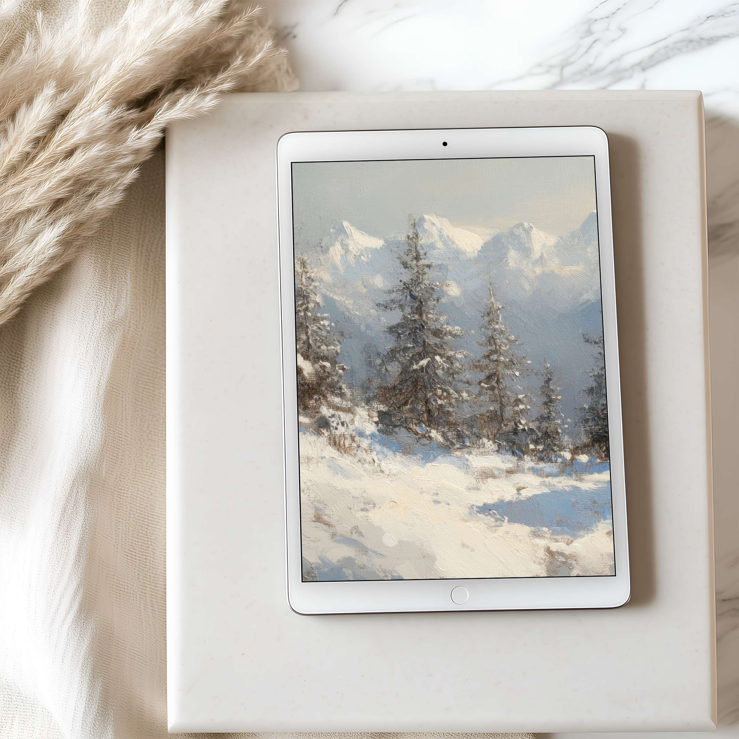 Tranquil winter landscape tablet wallpaper in high resolution adds a serene touch to any iPad or Android tablet setting