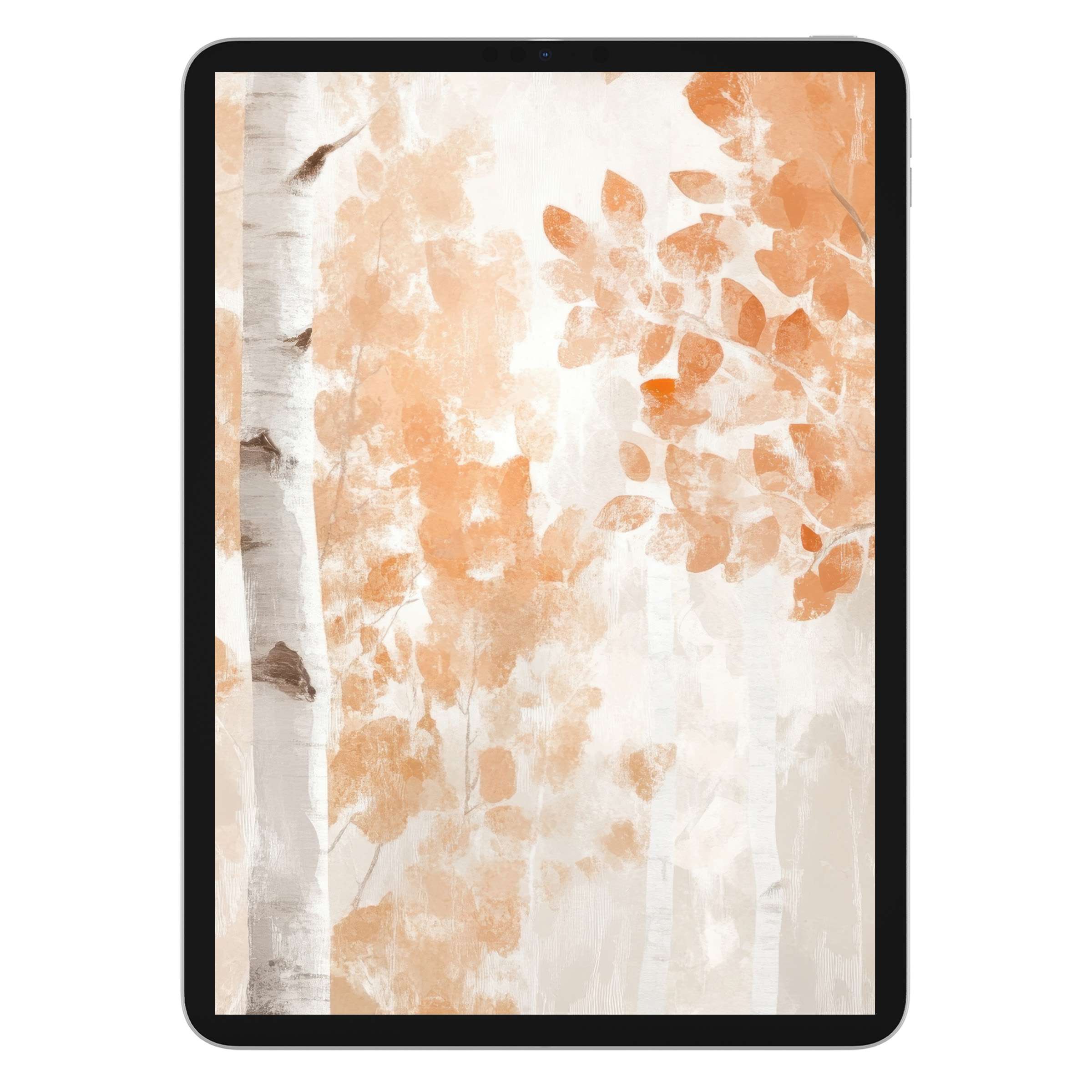 Elegant tree iPad wallpaper in soothing orange and cream hues, perfect digital download for a calming tablet background design
