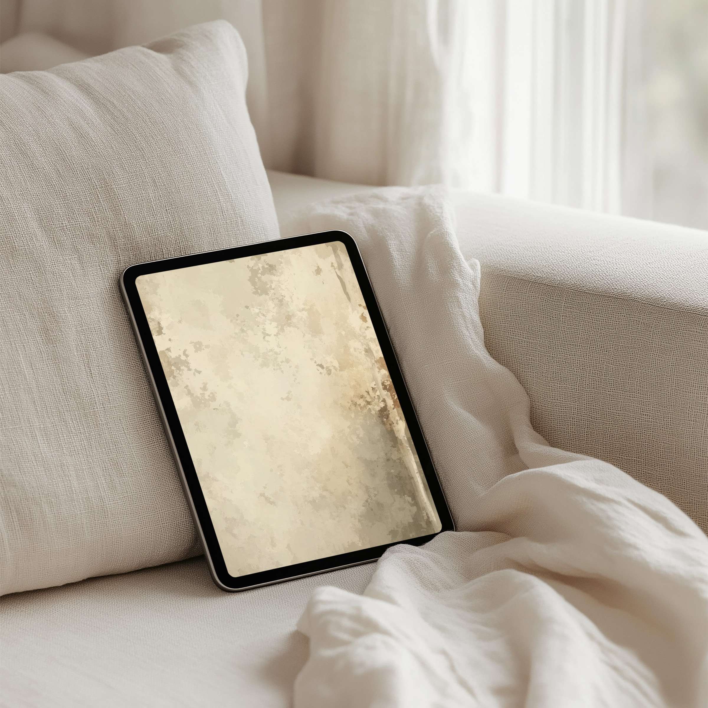 Elegant iPad background with calming beige textures for instant download, fits tablets like Samsung or Android, inspiring mindfulness