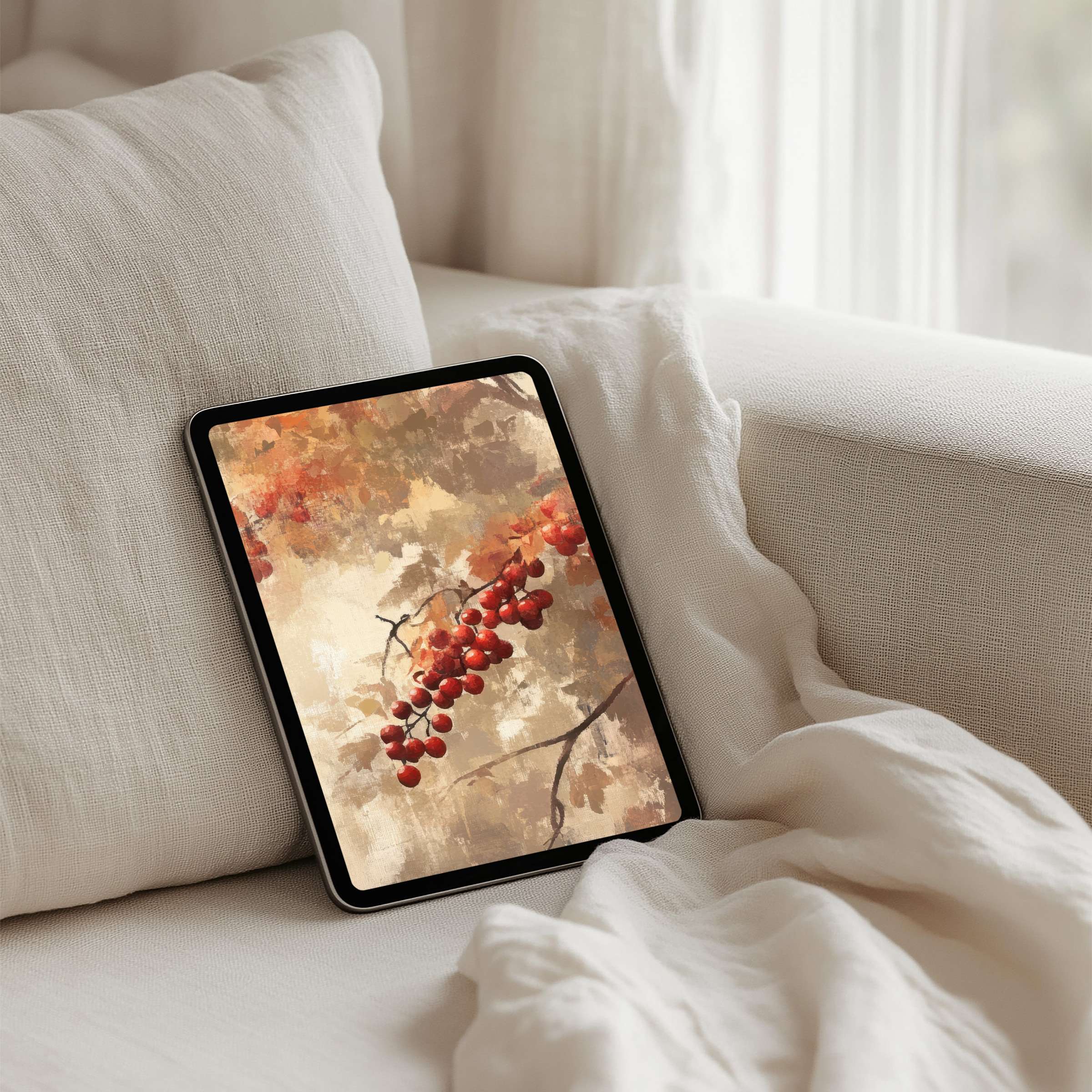Elegant iPad background with warm autumn hues for a serene tablet experience instant download for immediate tranquility