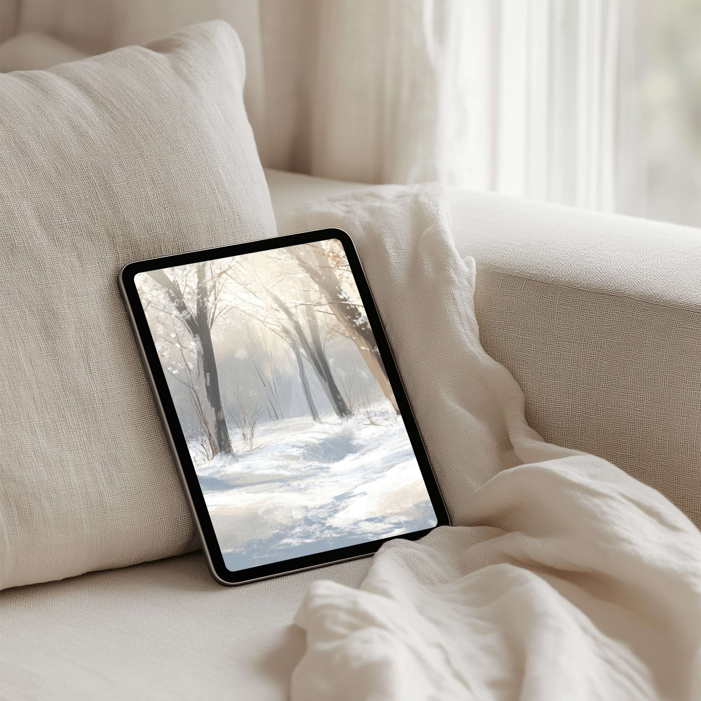 Elegant winter iPad background for instant download bringing calm and inspiration to any tablet Samsung or Android device