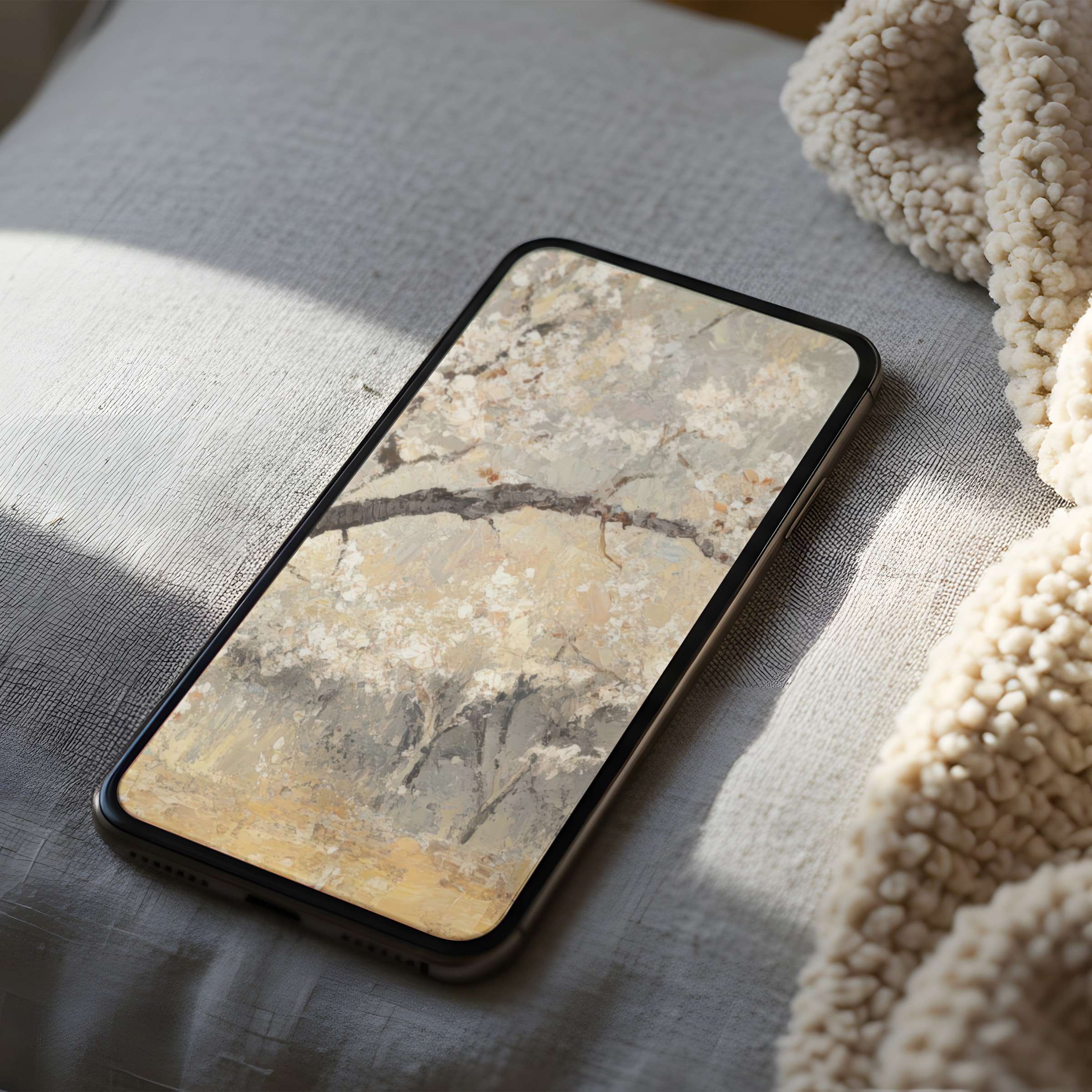 Elegant phone wallpaper featuring textured abstract art in soft earth tones enhances serenity suitable for iPhone and Android download