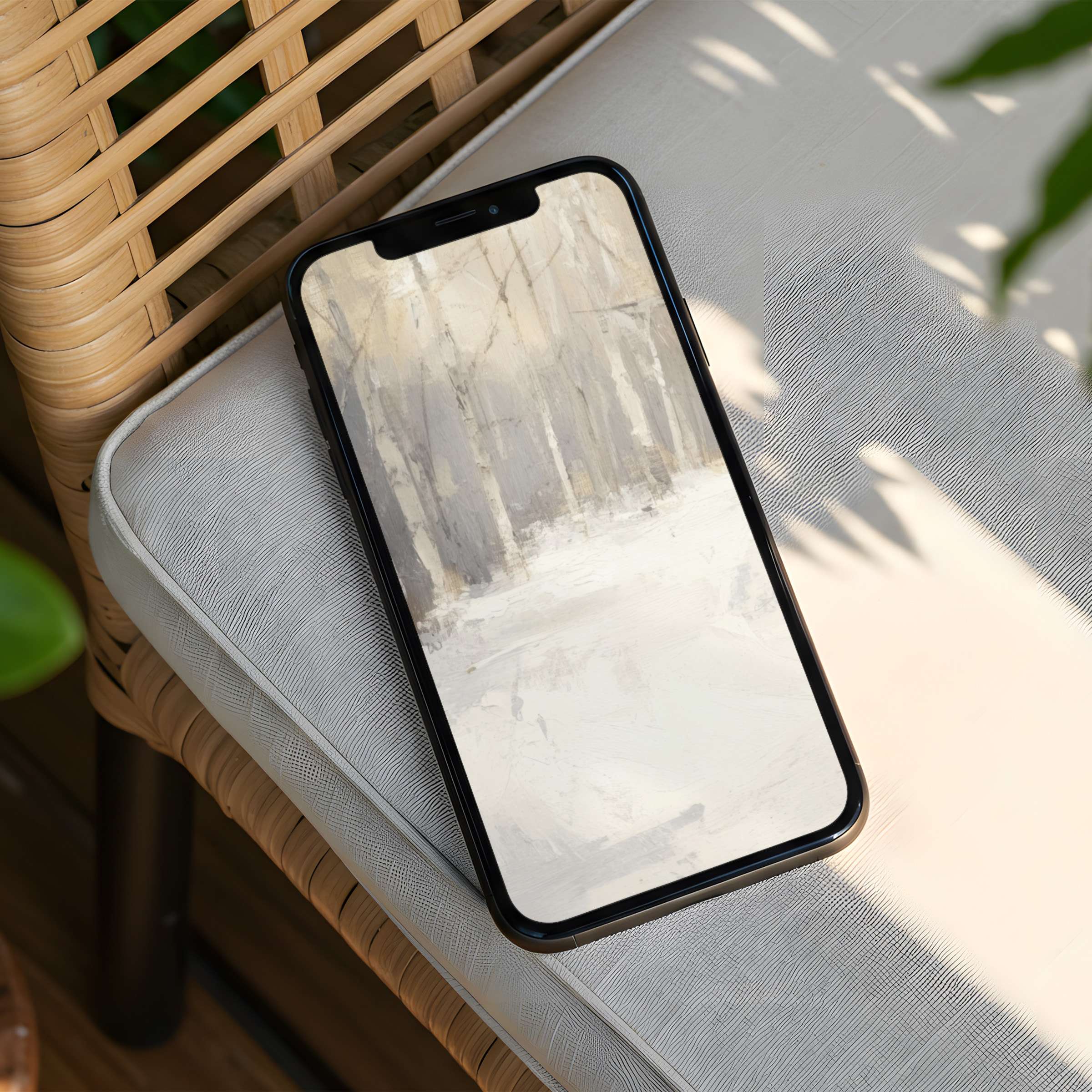 Elegant abstract forest art creates a calming iPhone background inspiring mindfulness available for instant download for any phone