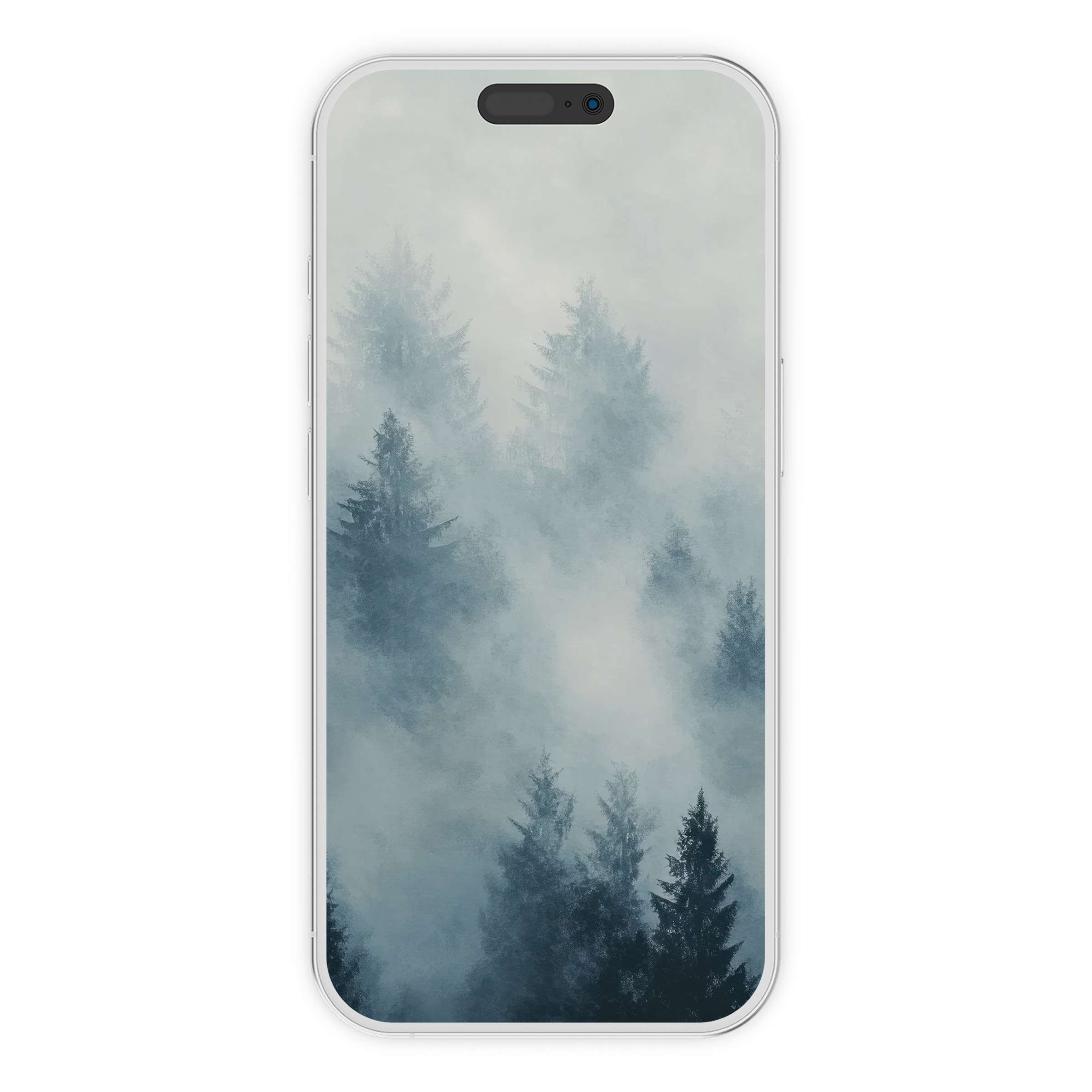 Misty forest tree iPhone wallpaper offers a serene digital download for your phone background, blending elegance with nature's calm