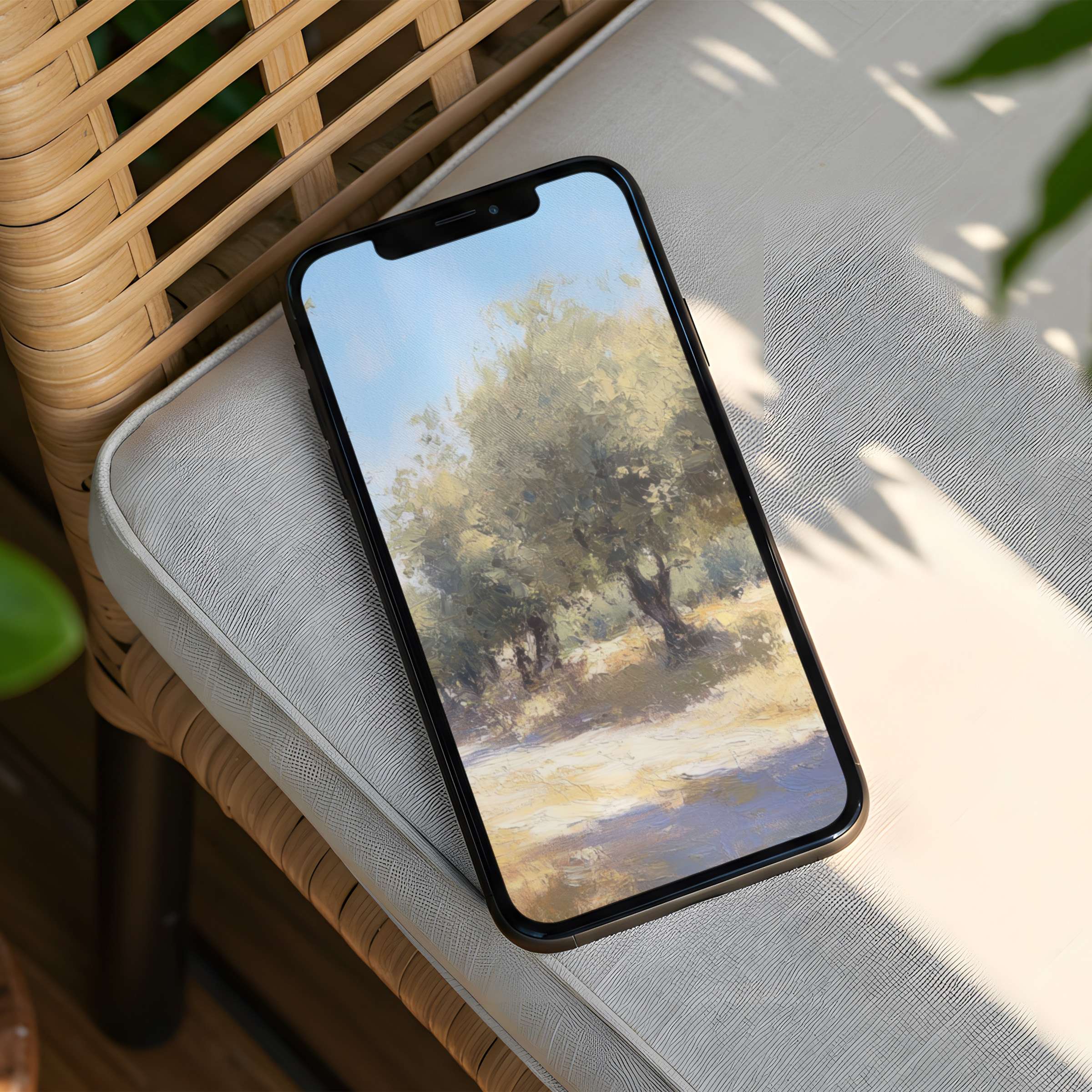 Serene landscape iPhone background for instant download brings elegance and mindfulness to your phone with soothing digital art vibes