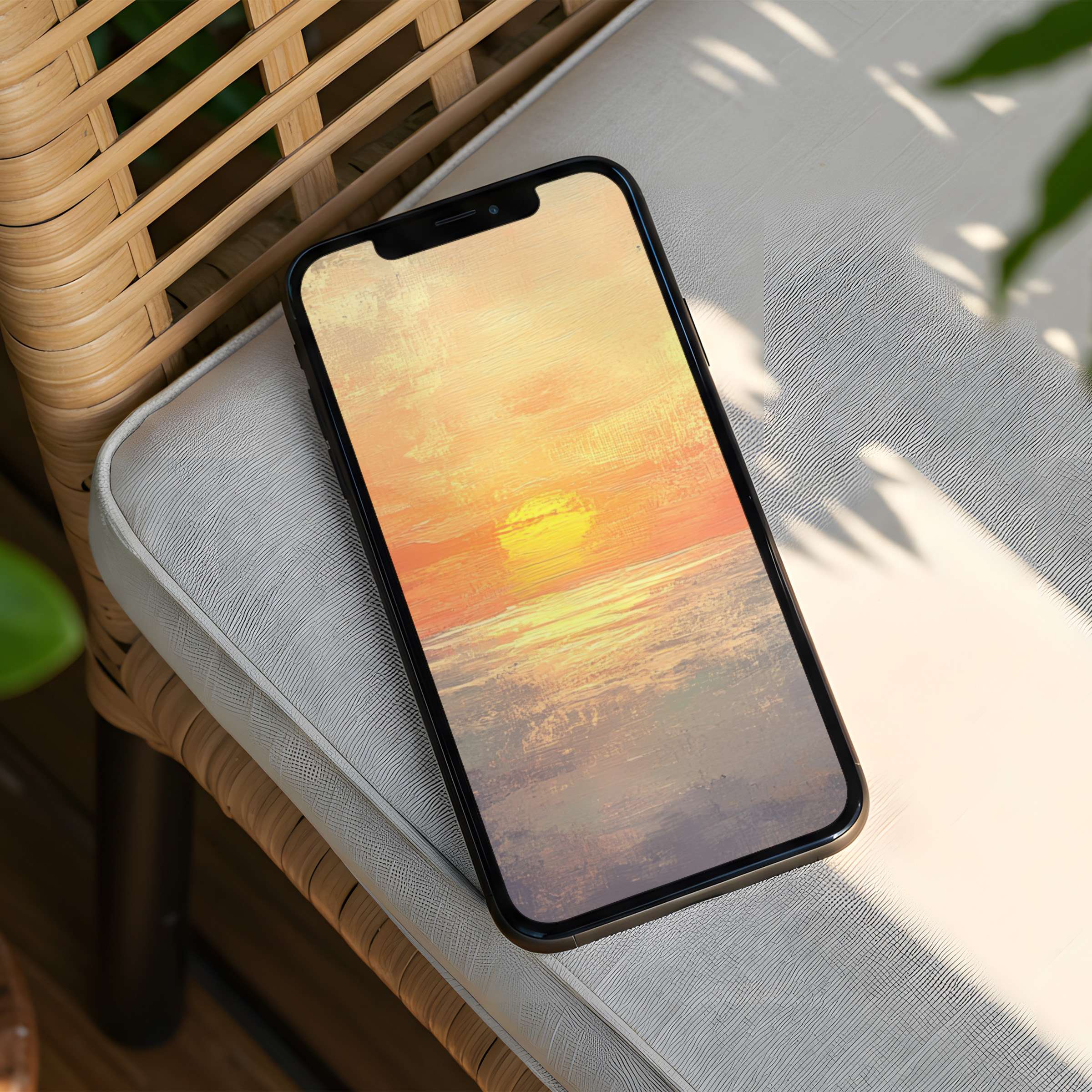 Serene sunset art as an iPhone background offers instant download for Android and phone users seeking elegance and mindfulness