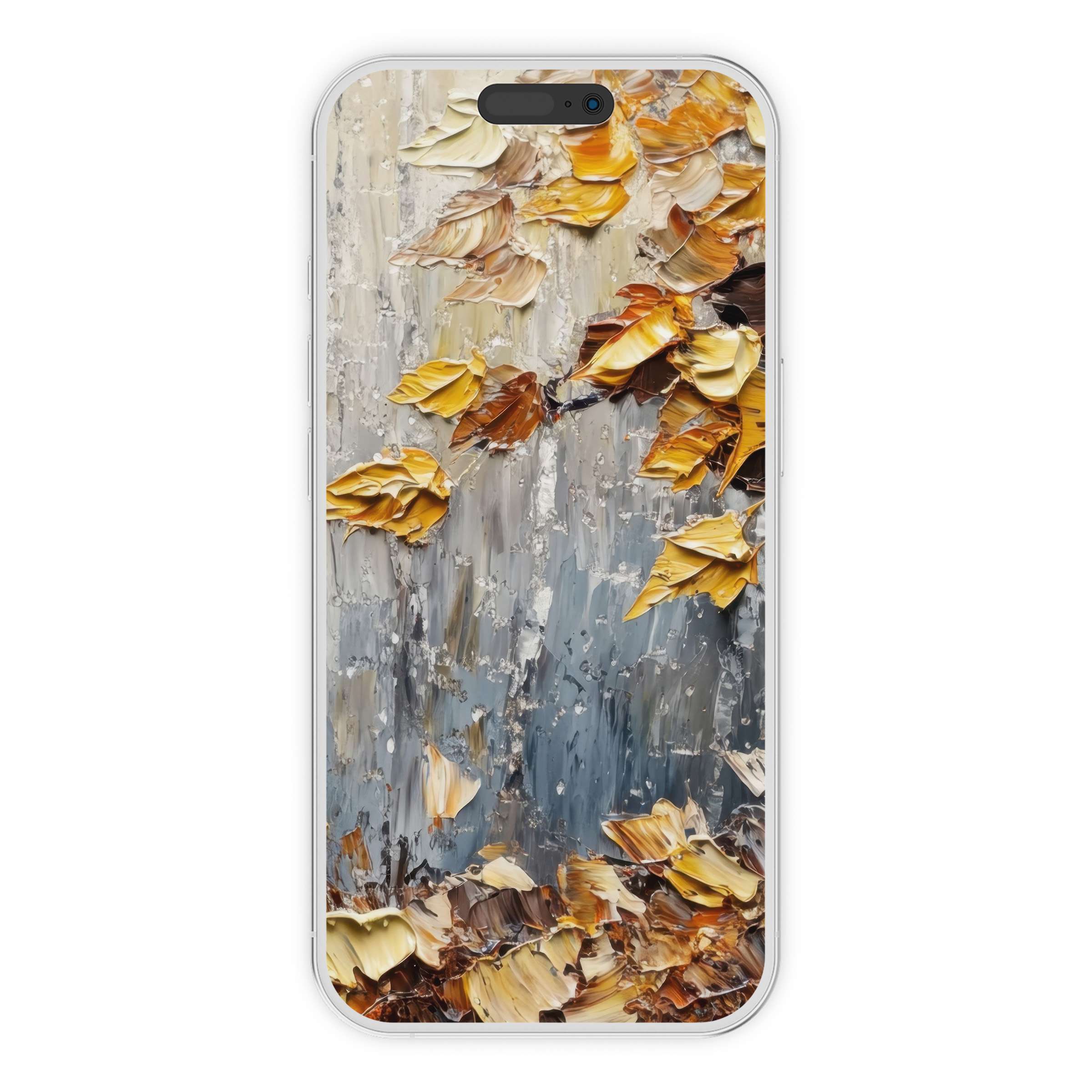 Elegant tree iPhone wallpaper in textured autumn hues enriches any phone background with nature's tranquility digital download available