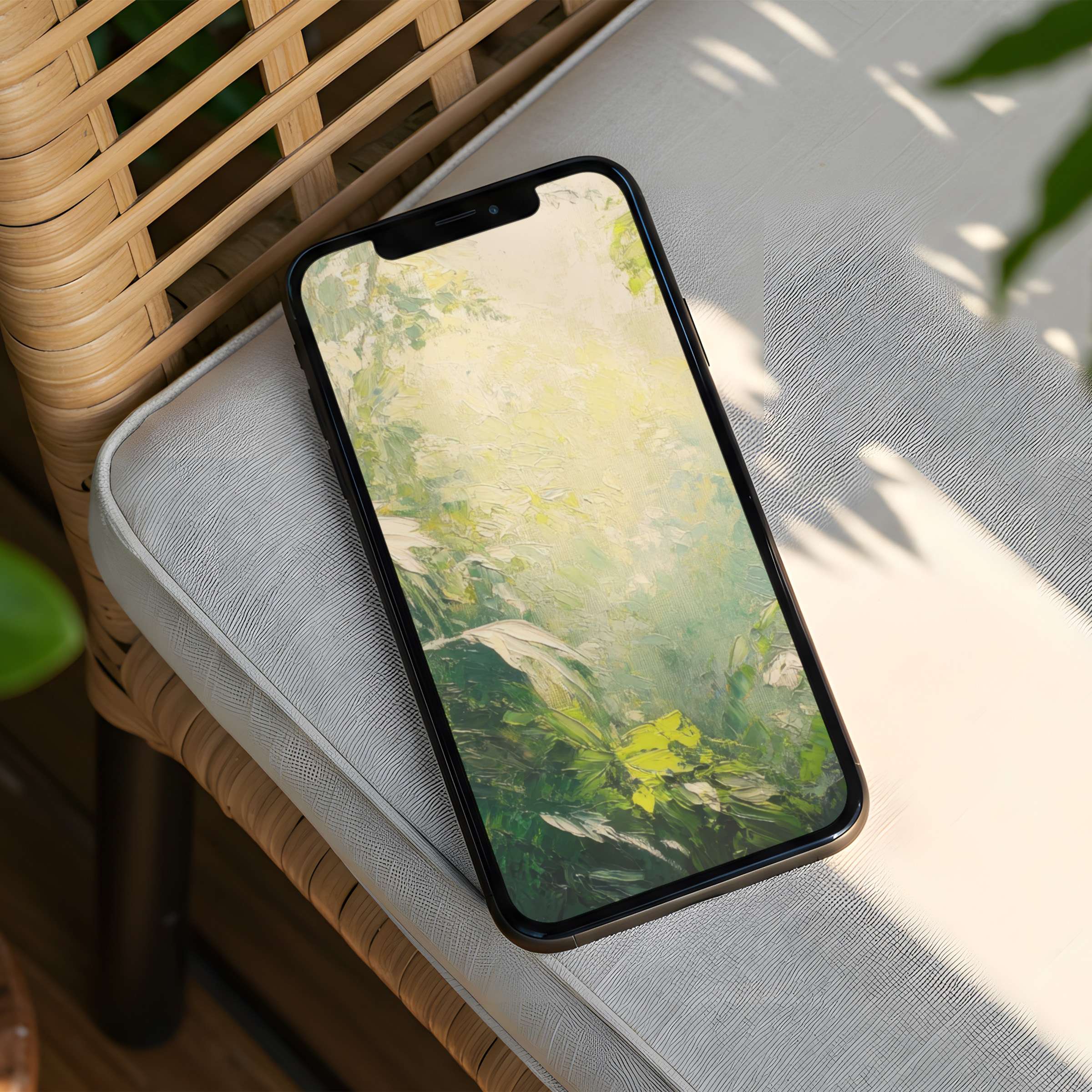 Elegantly serene leafy iPhone background for instant download evokes calm and inspiration fits any phone with mindful aesthetics