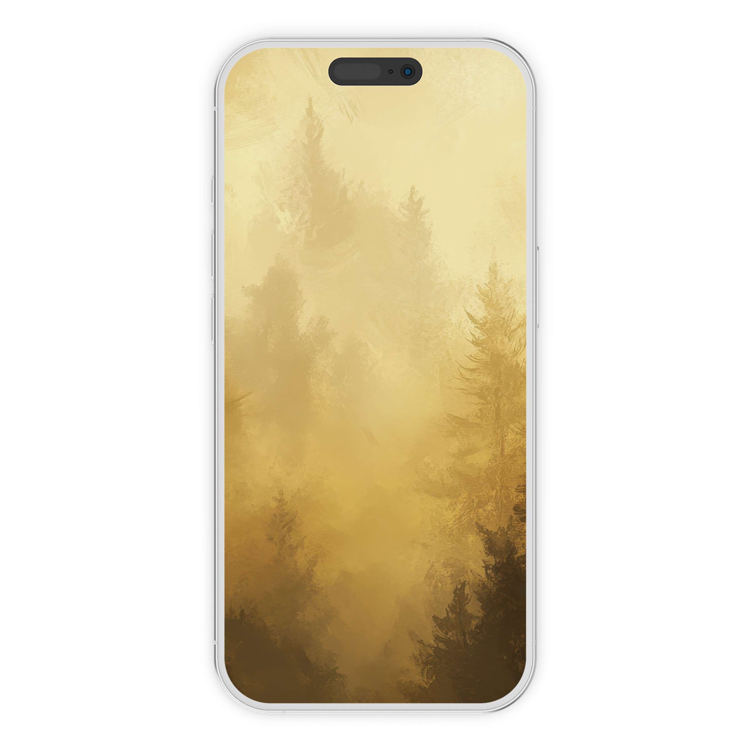 Serene tree iPhone wallpaper in warm golden hues exudes elegance, perfect for phone background with a calming digital download