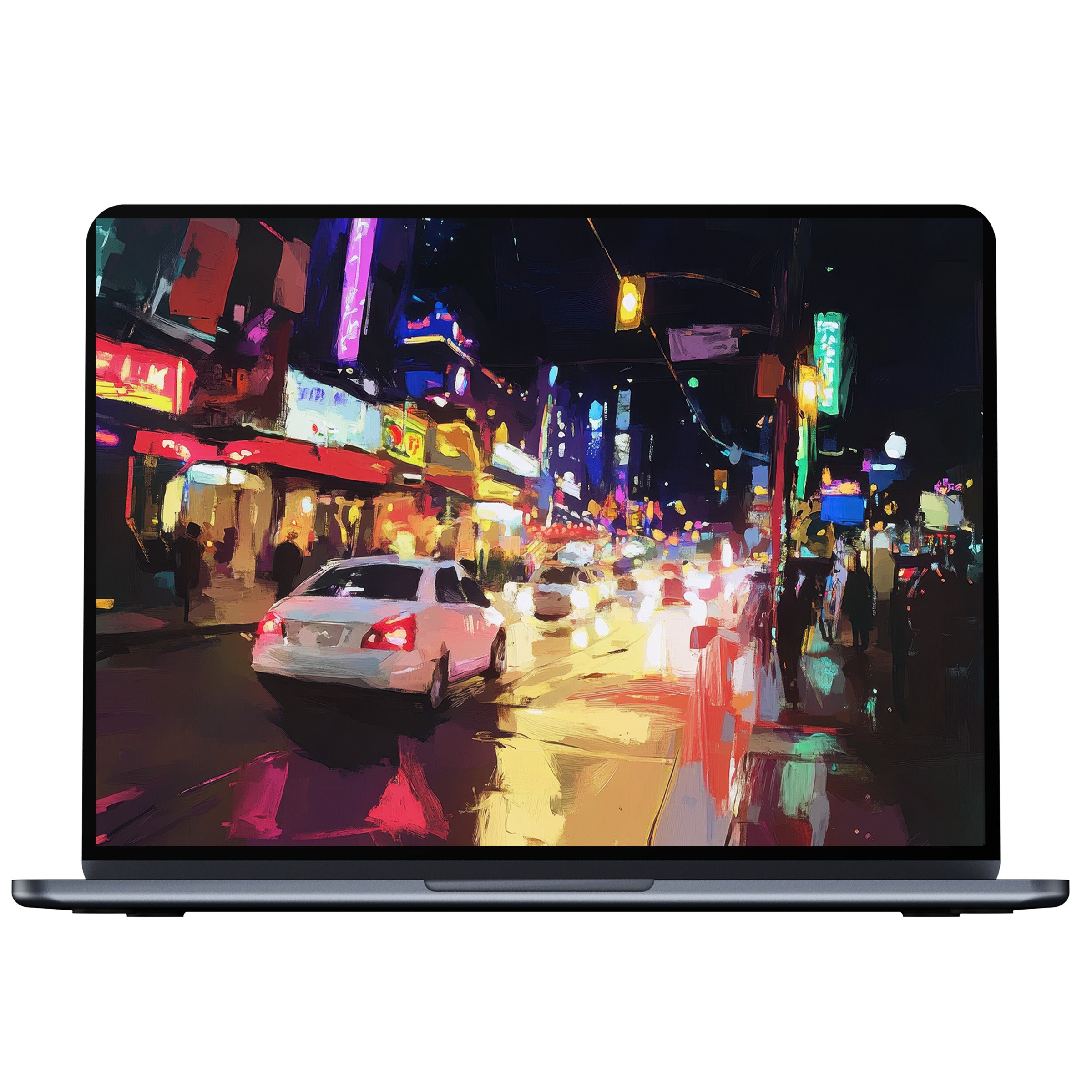 Vibrant urban art desktop wallpaper digital download for PC or laptop showcasing colorful city lights inspires elegance and calm