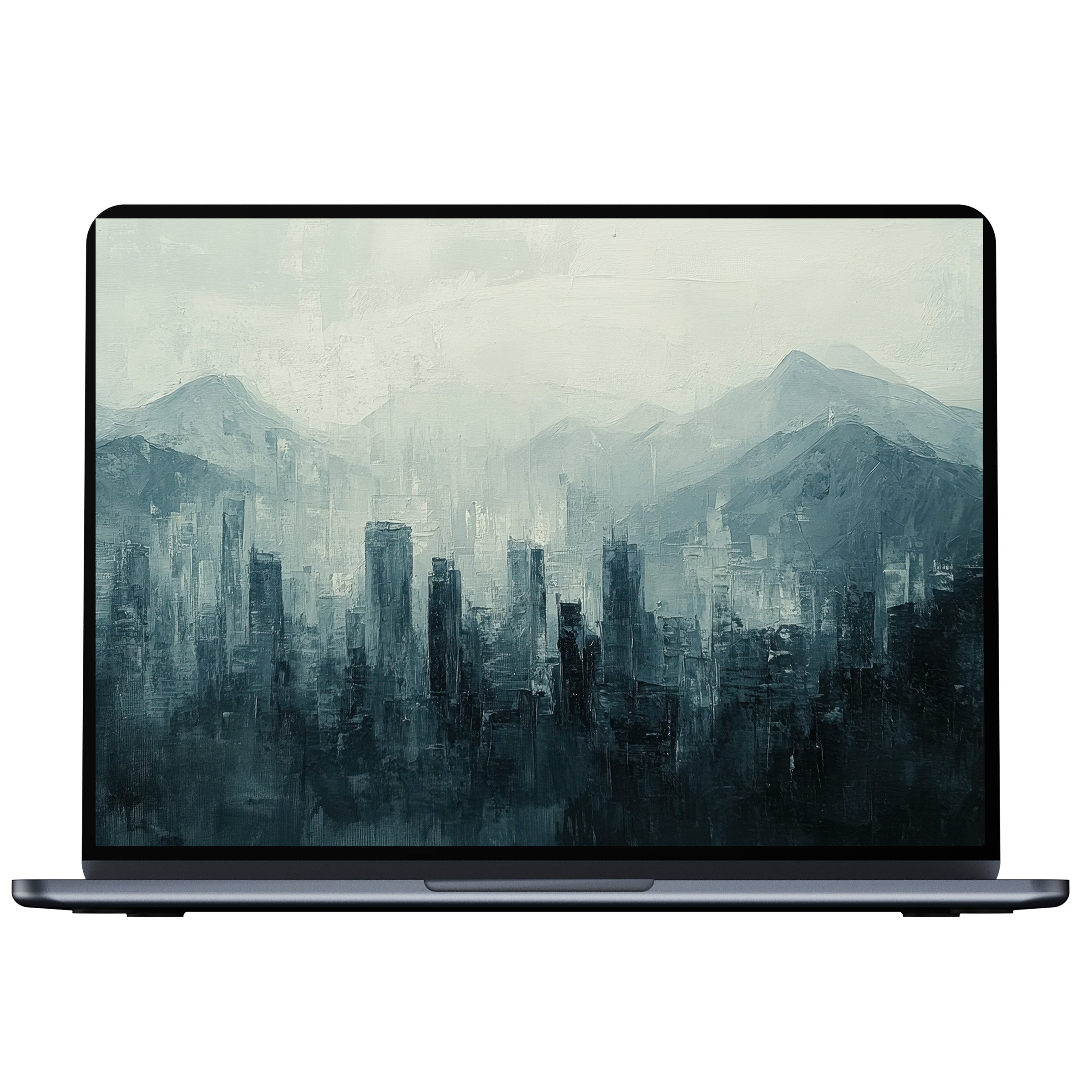 Elegant urban art desktop wallpaper digital download with serene gray tones and abstract cityscape ideal for PC and laptop screens