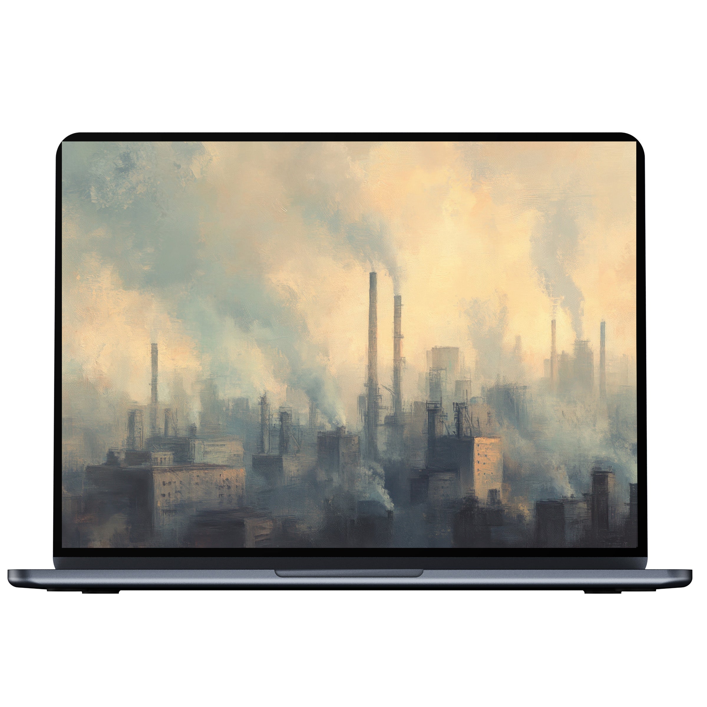 Urban art desktop wallpaper capturing a misty cityscape in soft pastels inspires calm and elegance for PC, laptop digital download