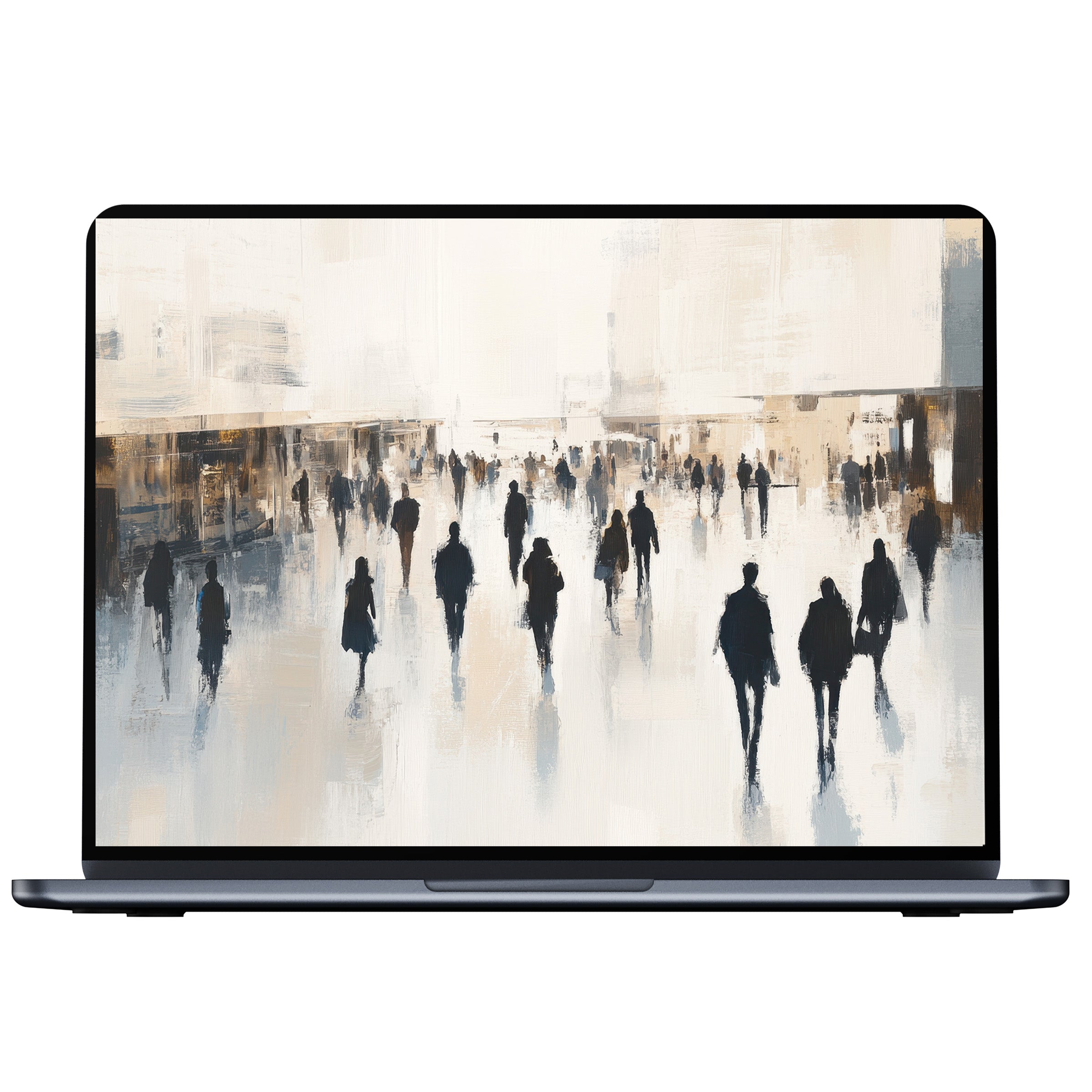 Inspire calm and mindfulness with this urban art desktop wallpaper digital download for PC, laptop, or Mac in muted tones