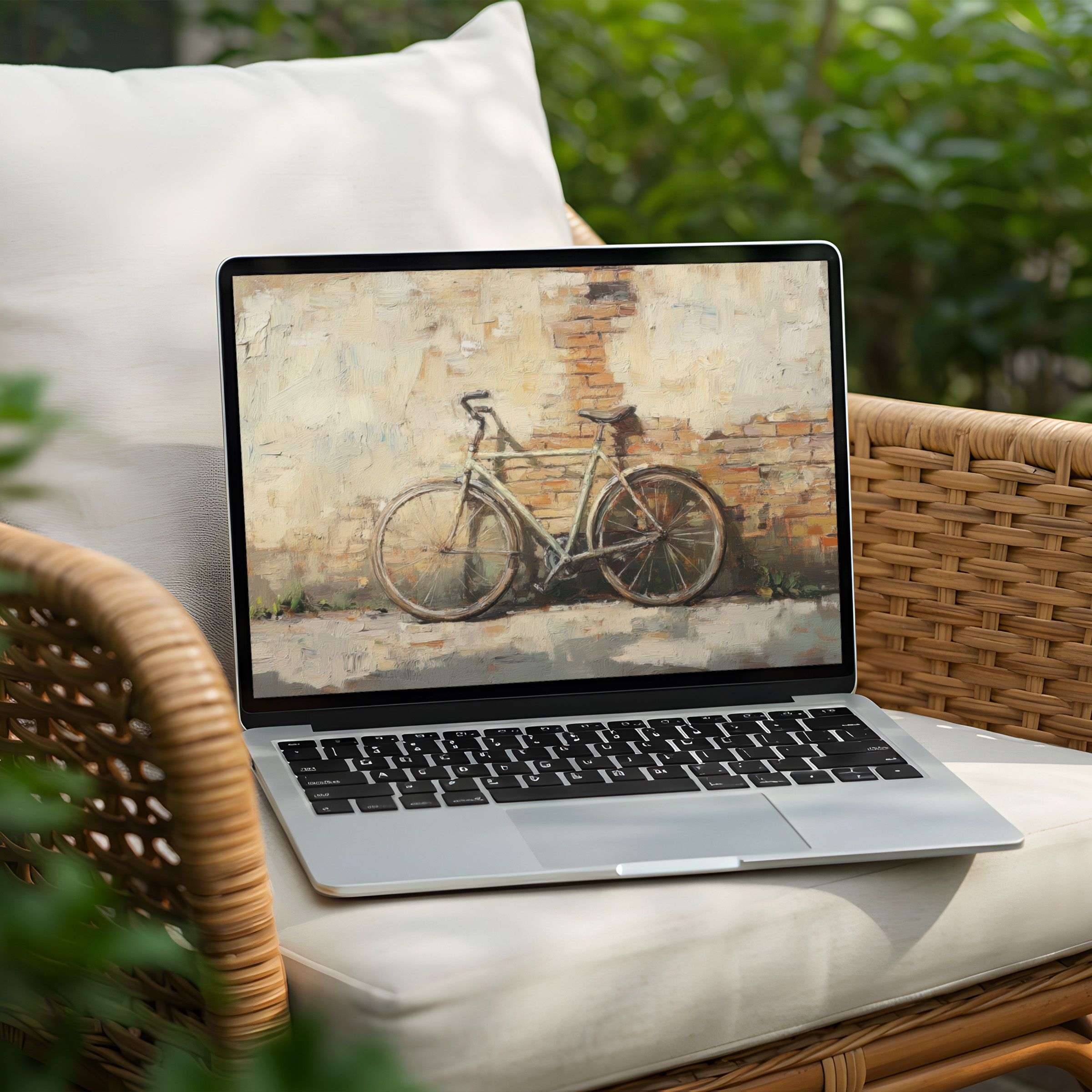 Vintage bicycle art for desktop background, perfect instant download for PC and Laptop, adds timeless elegance and calm inspiration