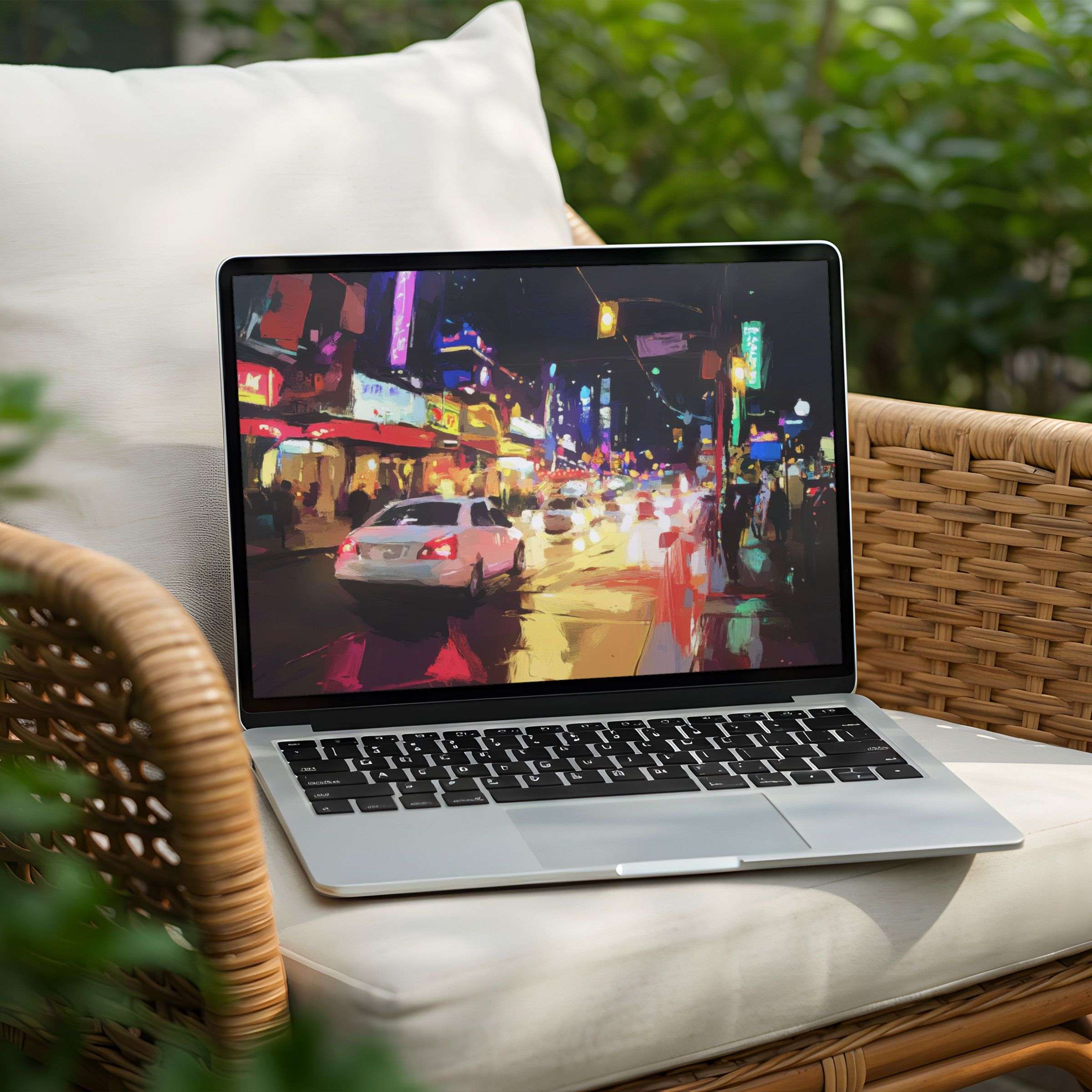 Vibrant cityscape digital art for desktop background, instant download for PC or Laptop, inspiring calm and elegance everywhere