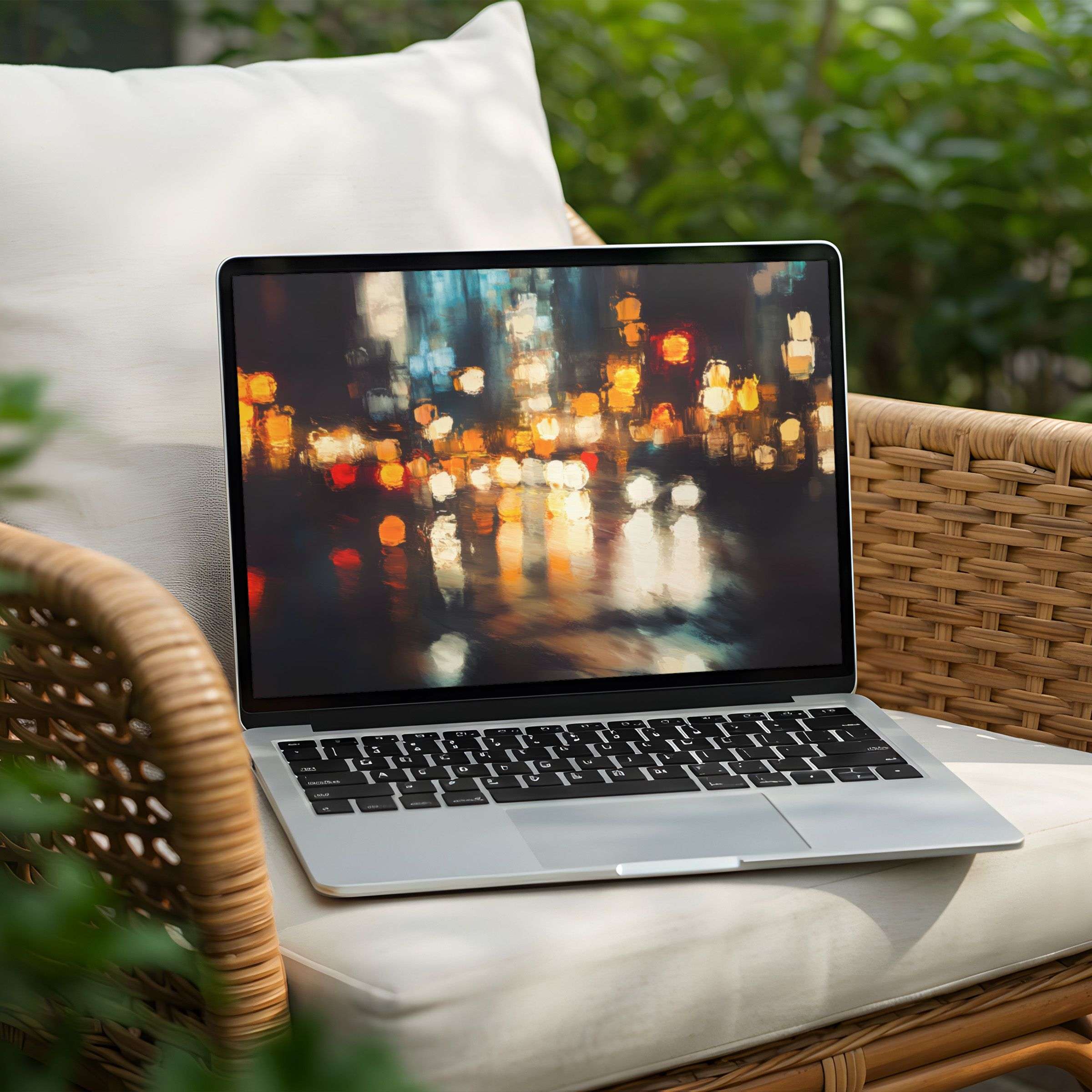 Urban night abstract digital art desktop background for PC and Laptop instant download for calm inspiring elegance