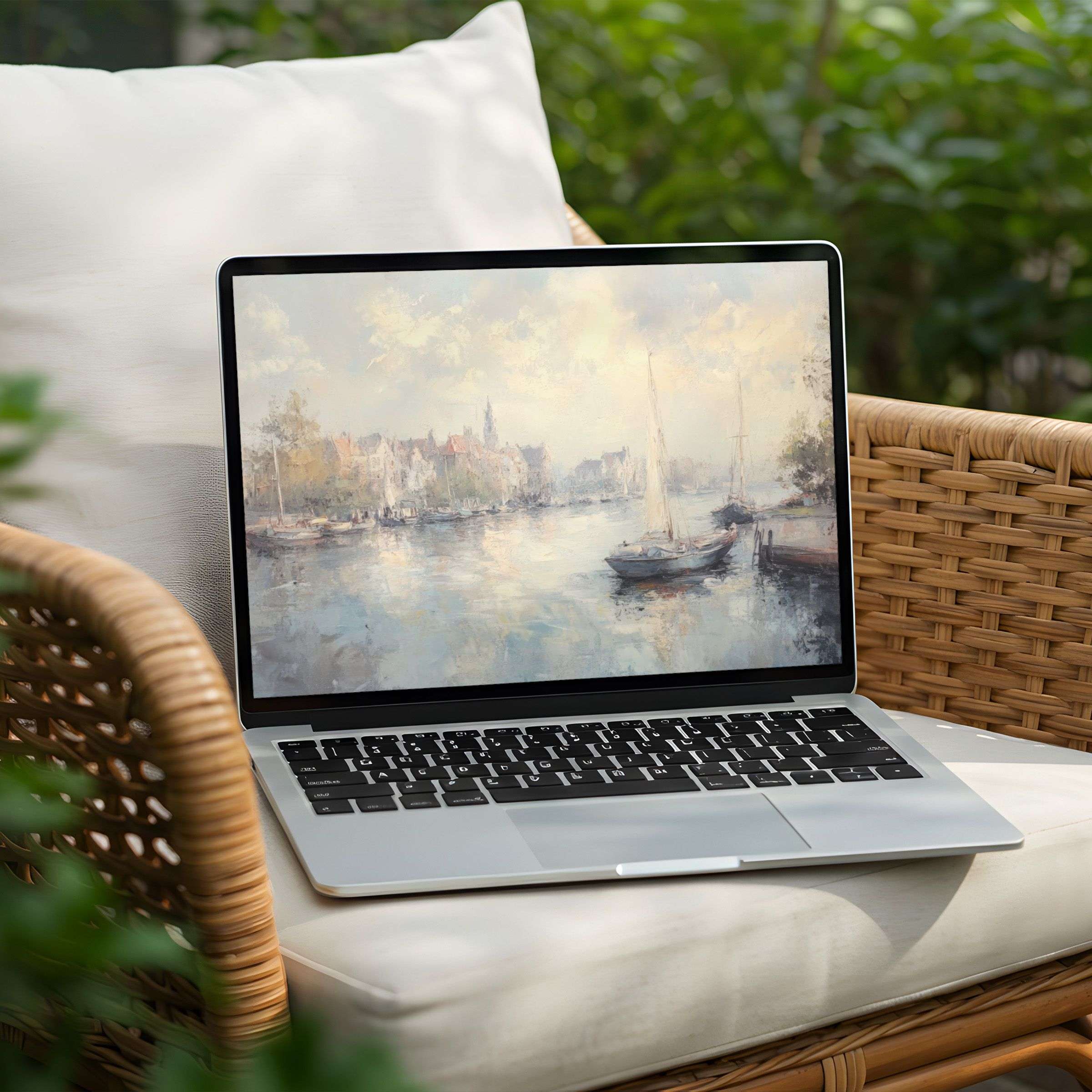 Elegant desktop background featuring serene sailboats in pastel hues, perfect for instant download on your PC or Laptop for mindfulness