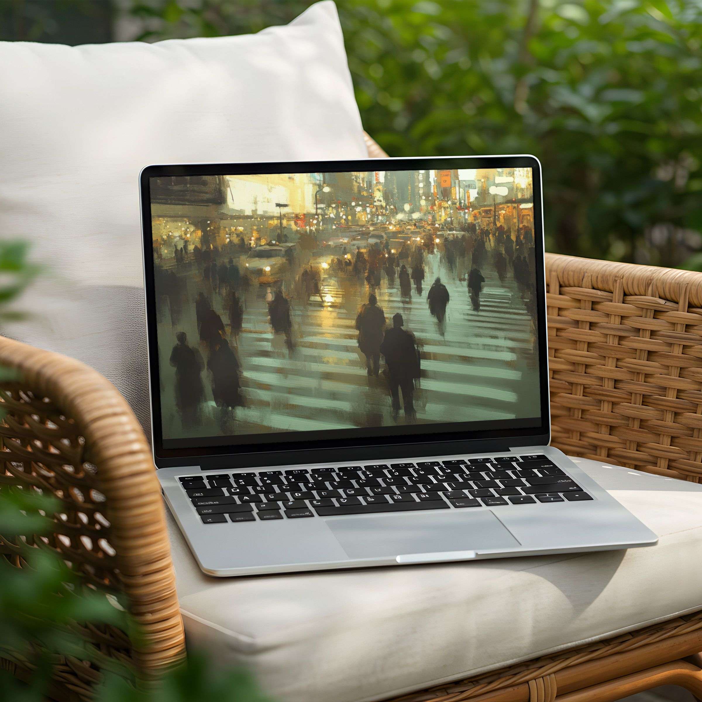 Elegant desktop background for PC and Laptop featuring soft, blurred cityscape for instant download inspires calm mindfulness