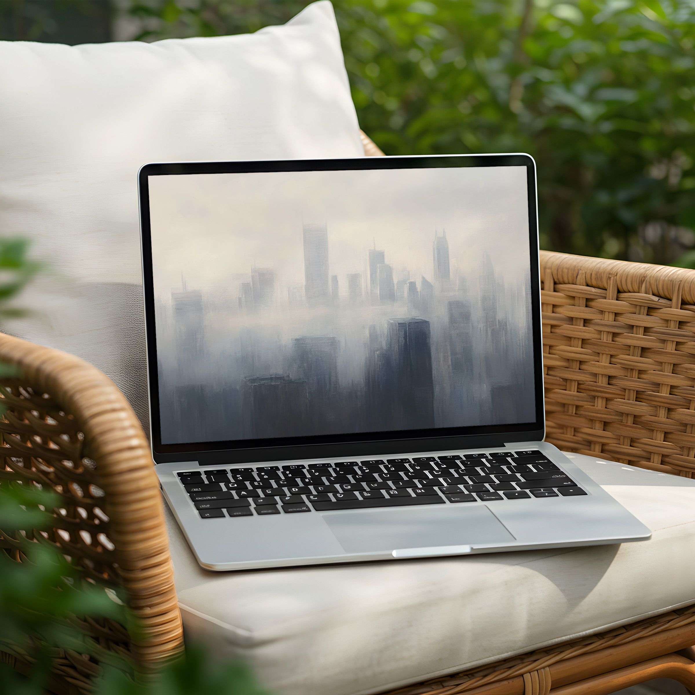 Serene misty cityscape desktop background for instant download adds calm elegance to any PC or laptop environment