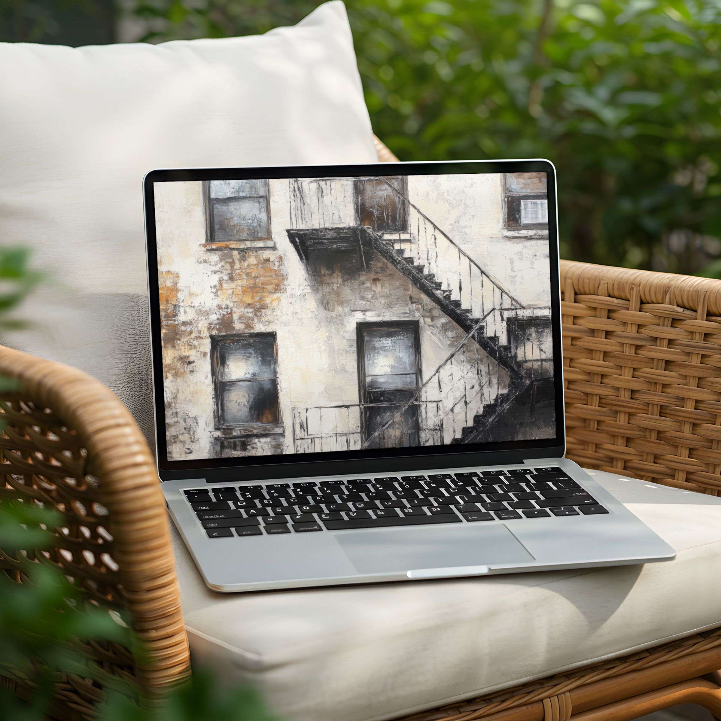 Elegant abstract desktop background for PC, Laptop instant download evokes calm and inspiration with urban textures and muted hues