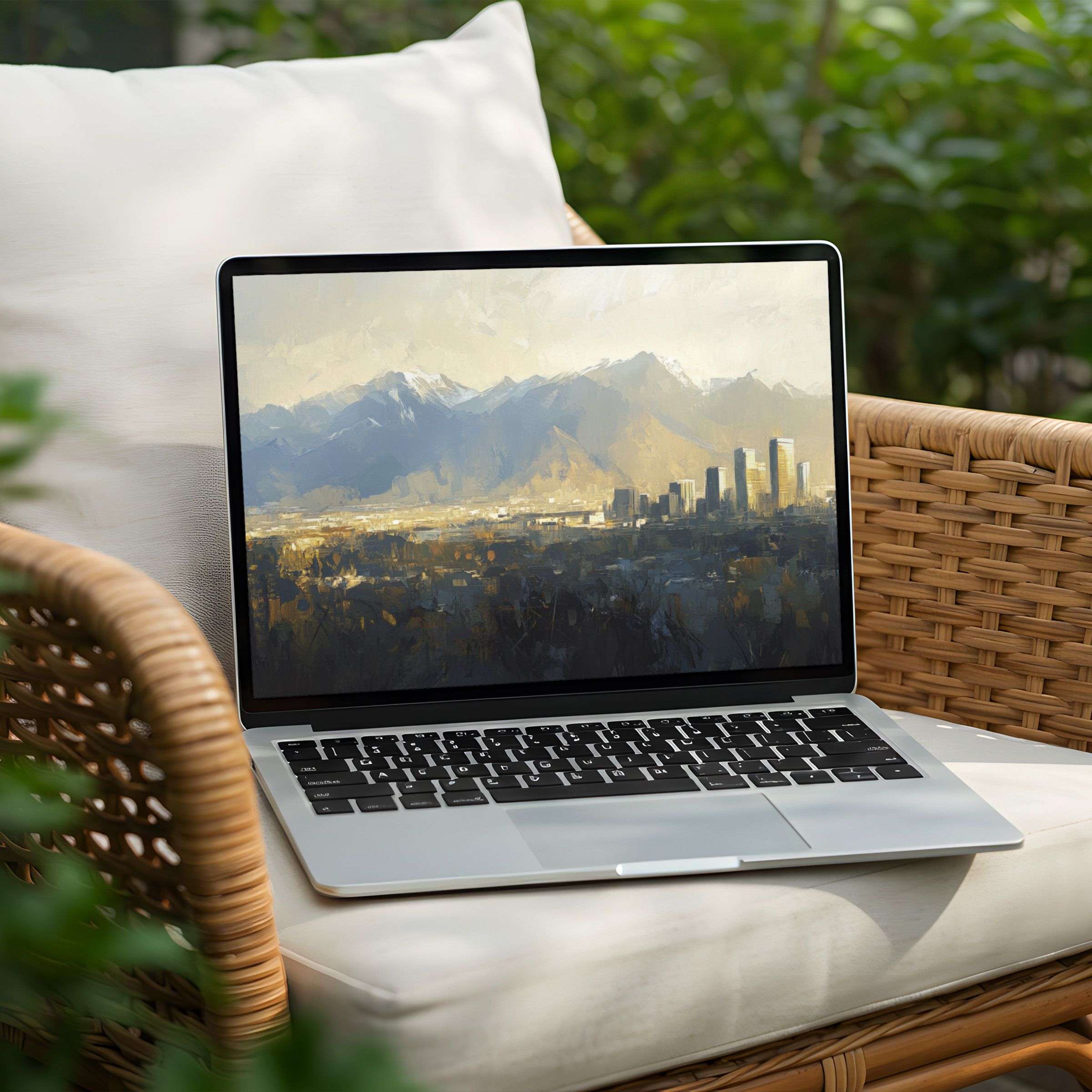 Elegant desktop background for instant download featuring serene cityscape and mountain view, perfect for PC or Laptop elegance