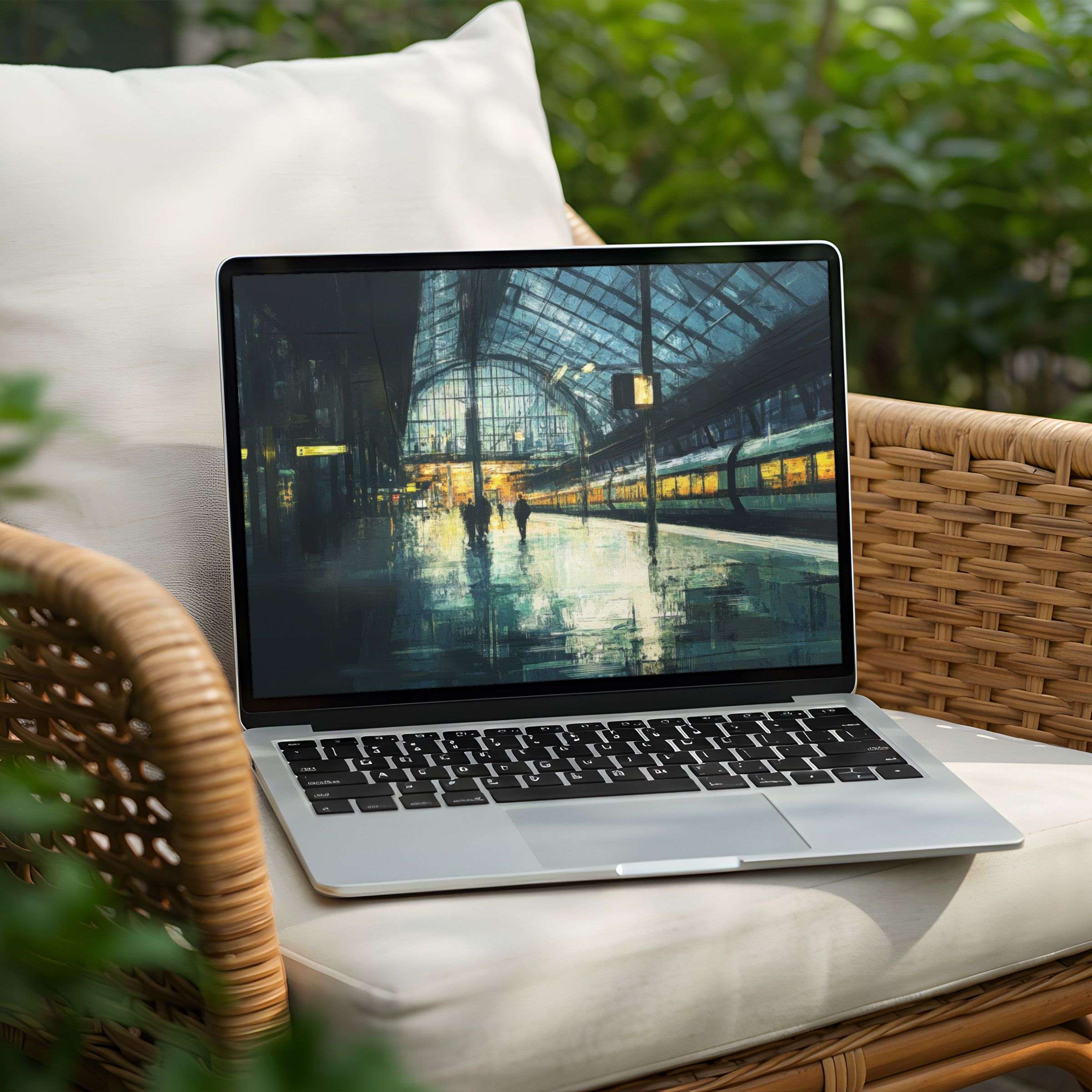 Elegant desktop background for PC or laptop showcasing a serene station scene instant download for mindful inspiration