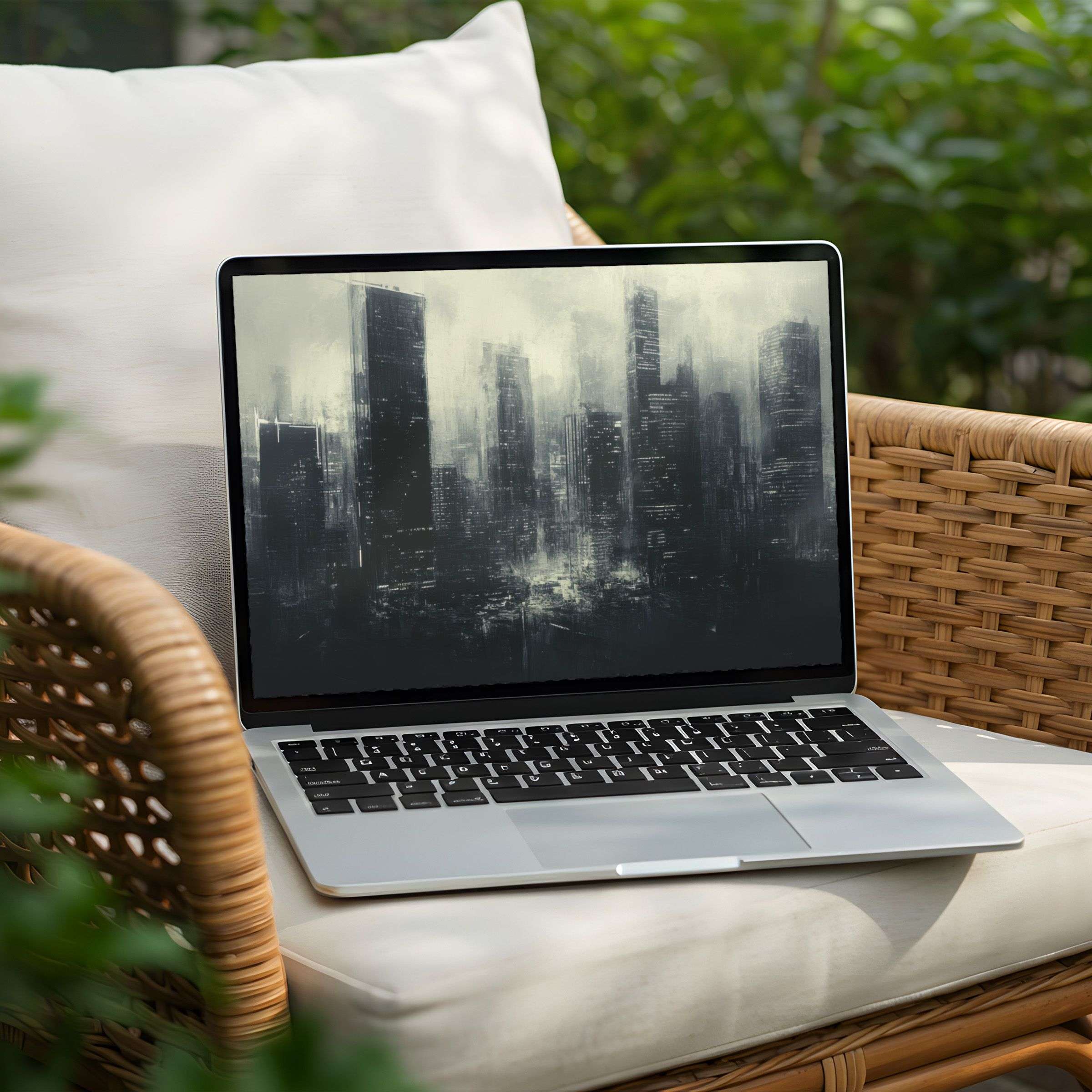 Elegant urban digital art desktop background for PC and Laptop Instant download to inspire calm and mindful creativity