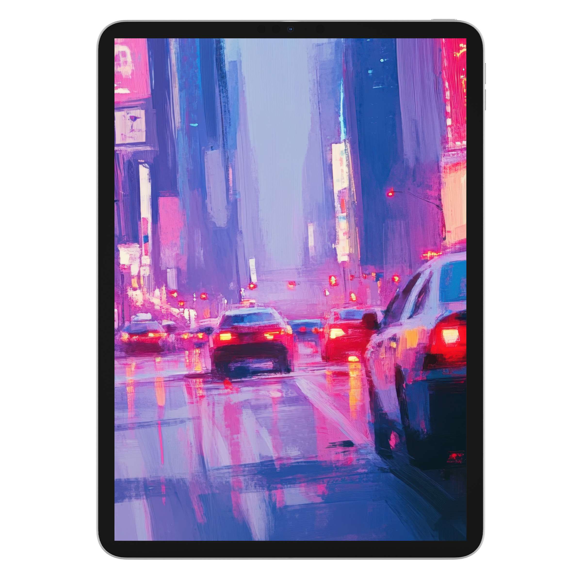 Vibrant urban art iPad wallpaper digital download with brushstroke textures perfect for a calming tablet background experience