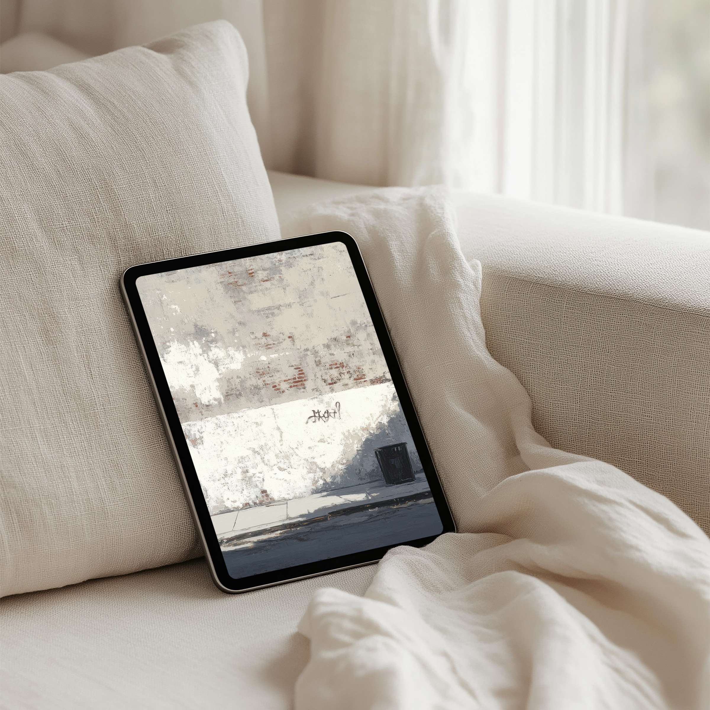 Elegant textured artwork on iPad background offers calm inspiration for tablets Instant download fits iPad Samsung Android