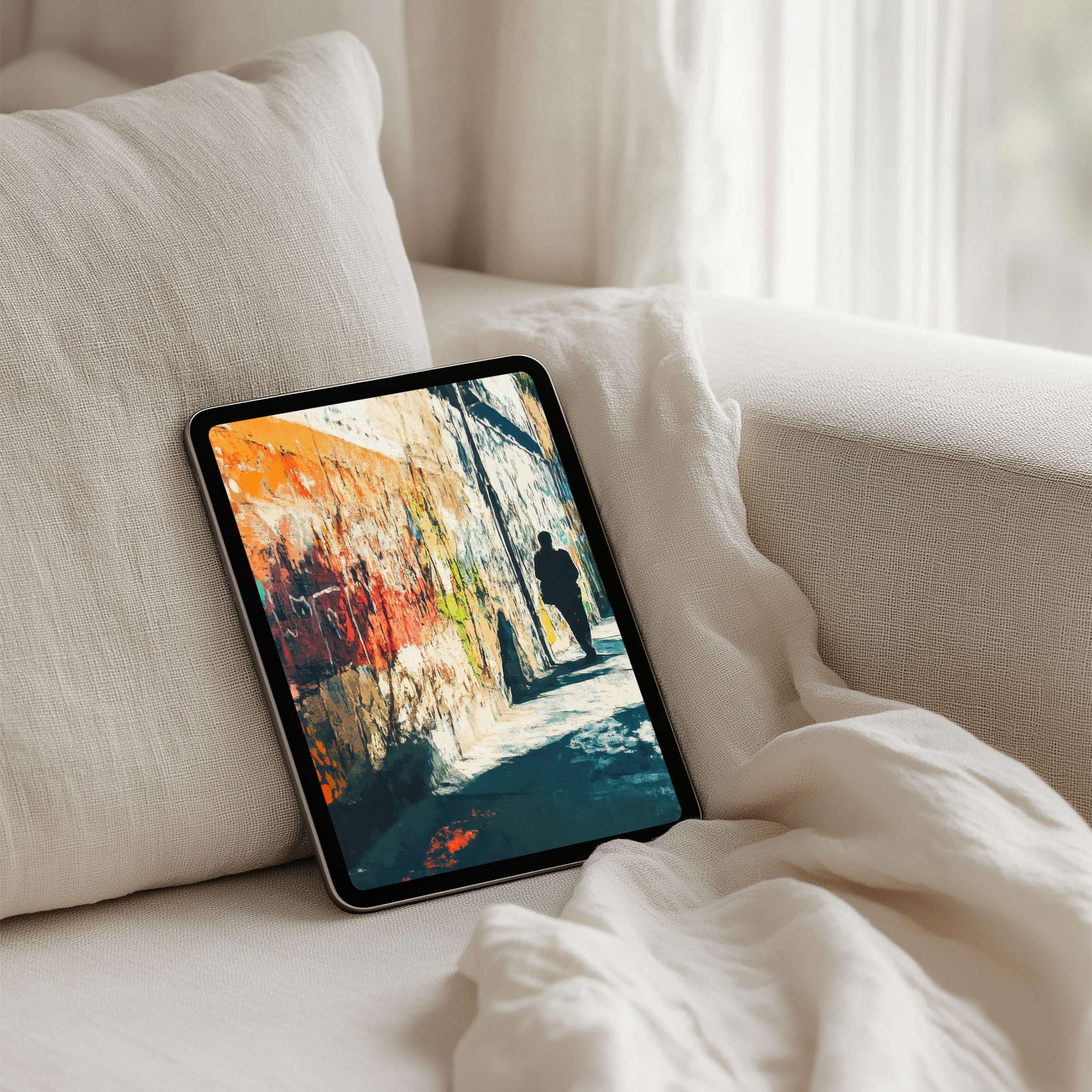 Elegant abstract iPad background in warm tones evokes calm and inspiration on any tablet with instant download for mindful design lovers